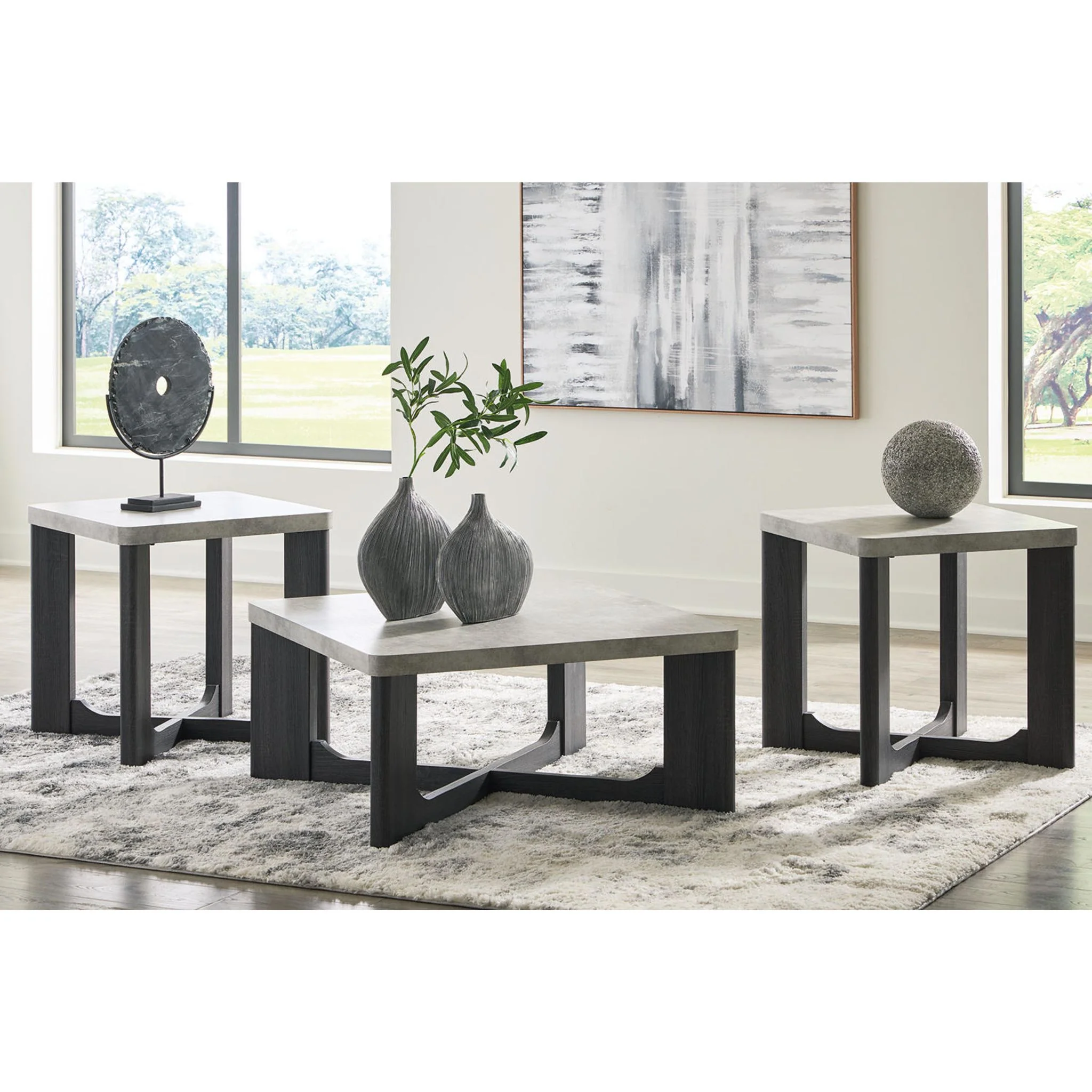 Sharstorm 3 Pack Tables - Two-tone Gray - Image 2