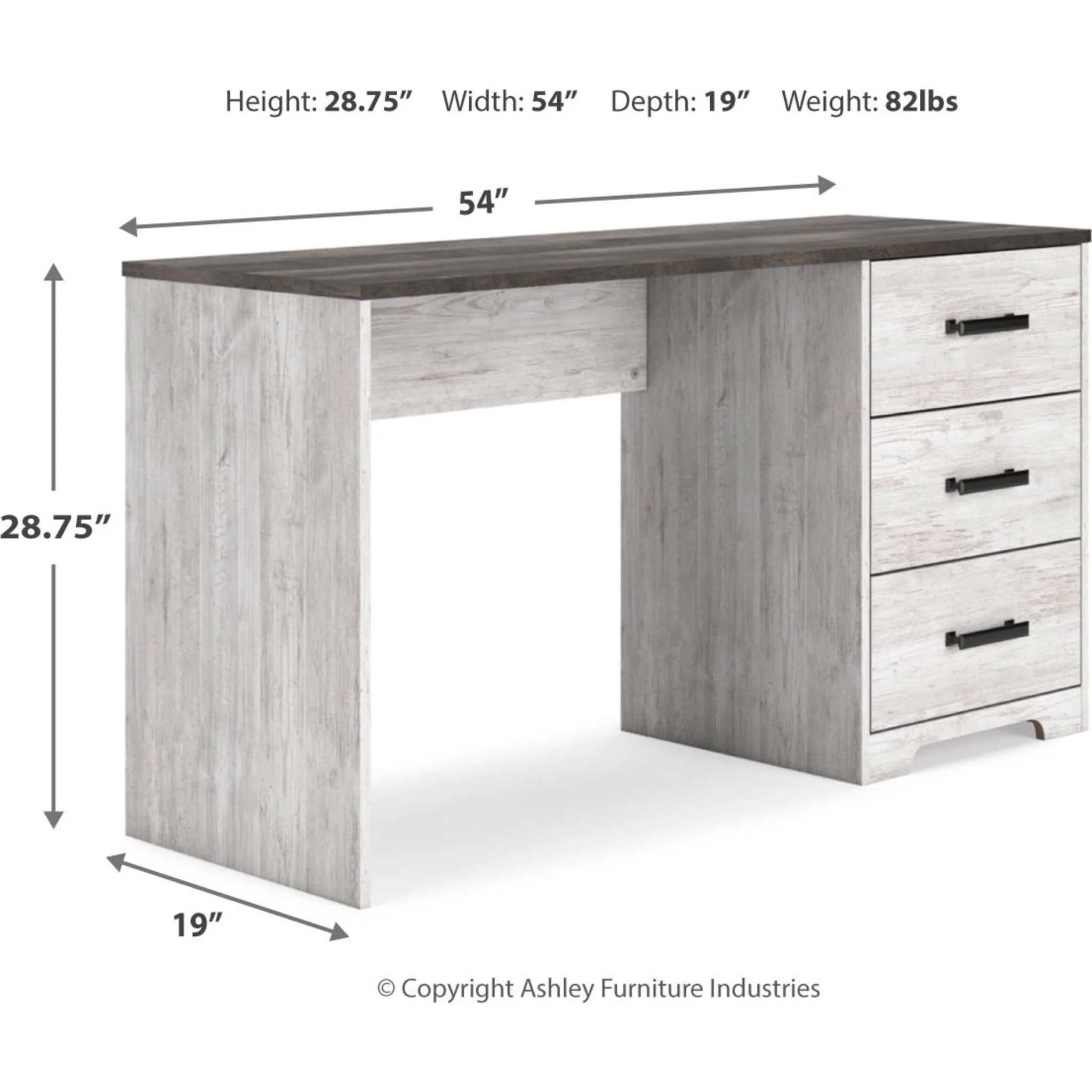 Shawburn Desk - Whitewash/Charcoal Gray - Image 10