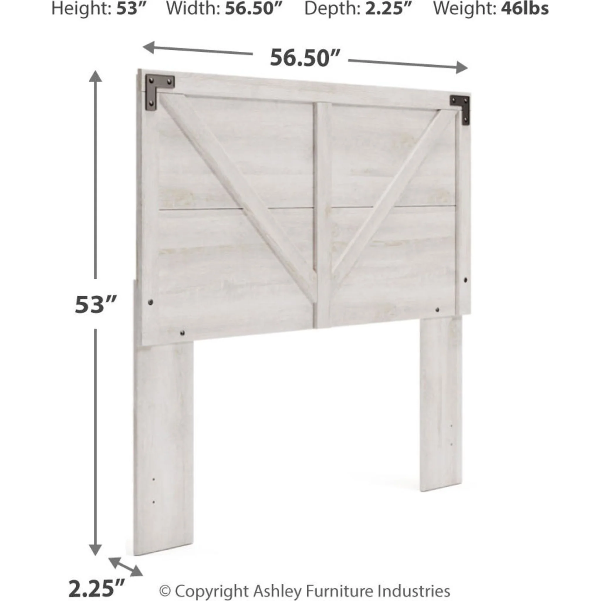 Shawburn Full Panel Headboard - Whitewash - Image 4