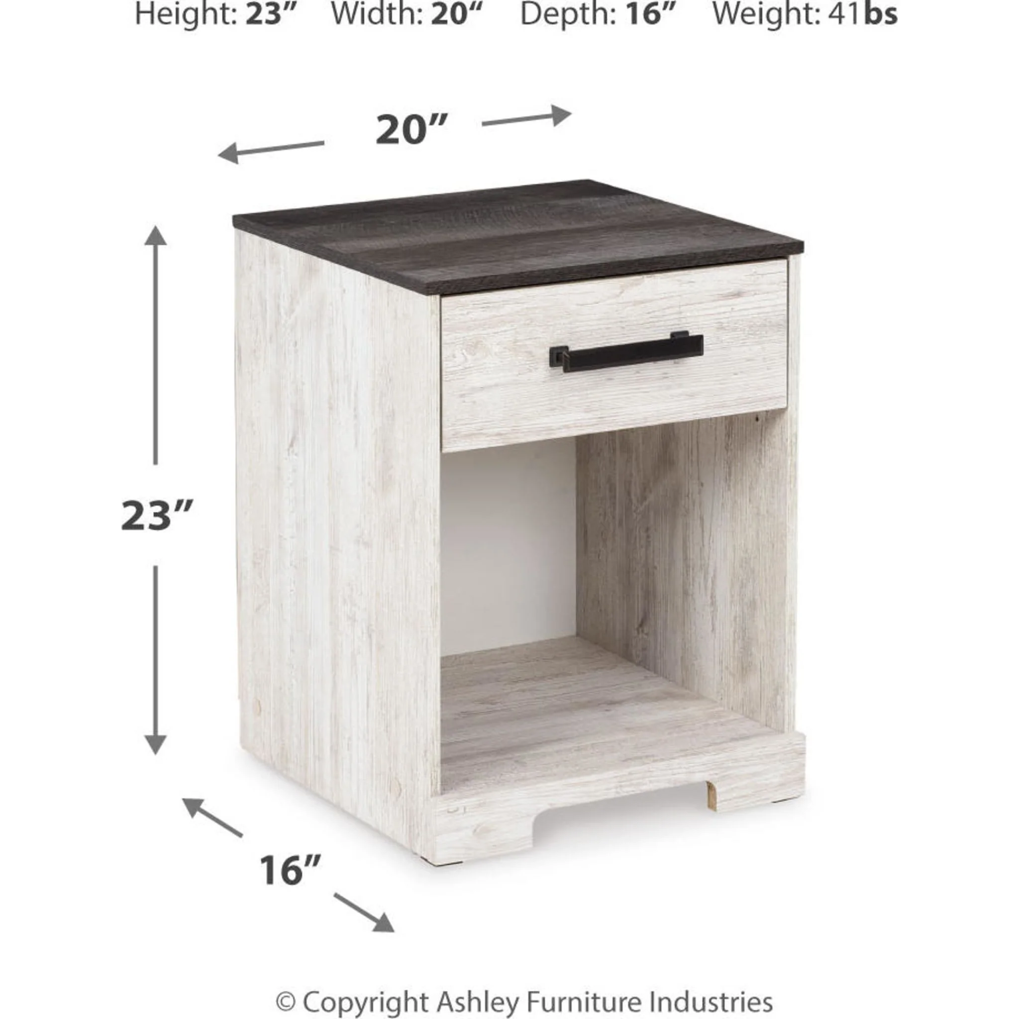 Shawburn Nightstand - Whitewash/Charcoal Gray - Image 4
