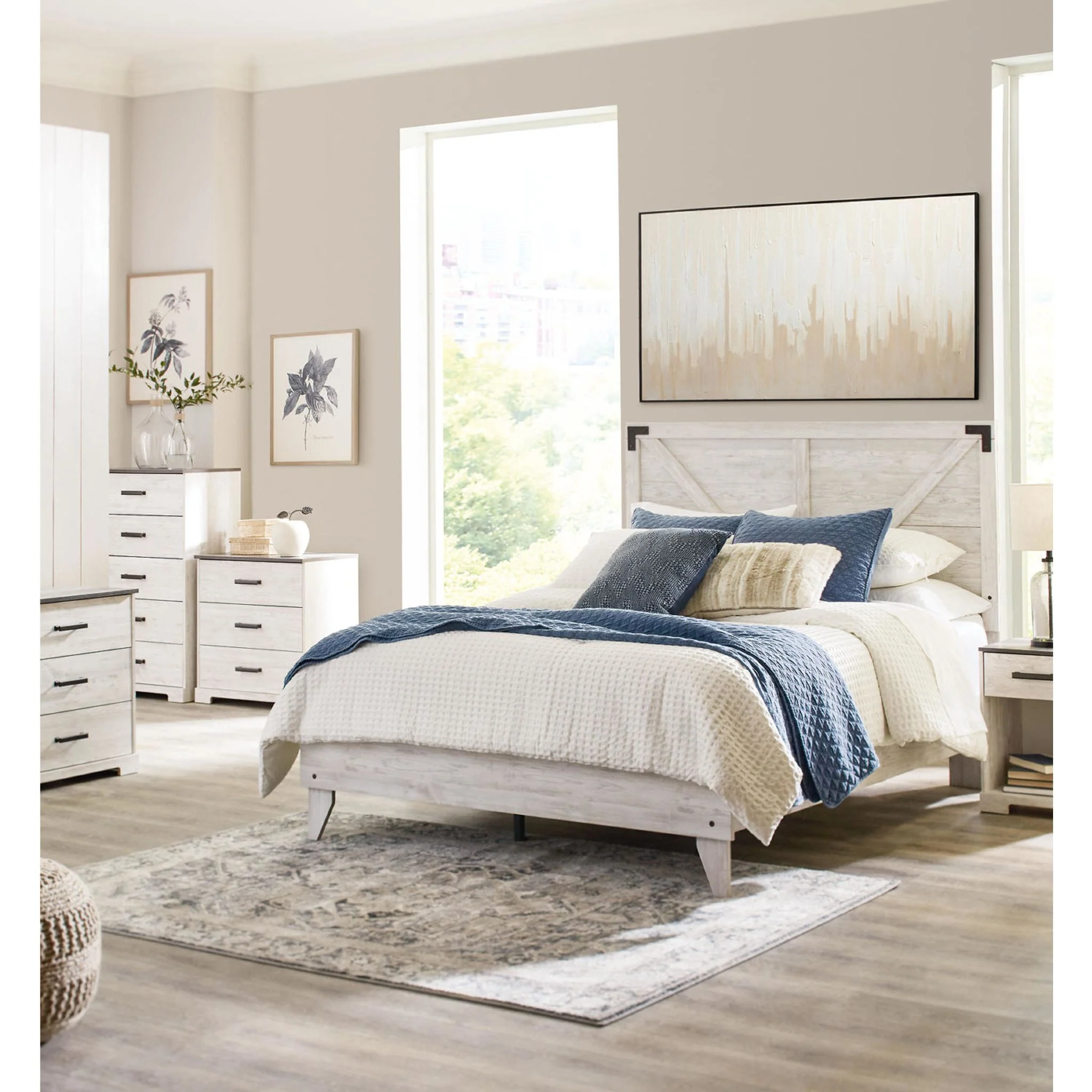 Shawburn Queen Platform Bed - Whitewash - Image 5
