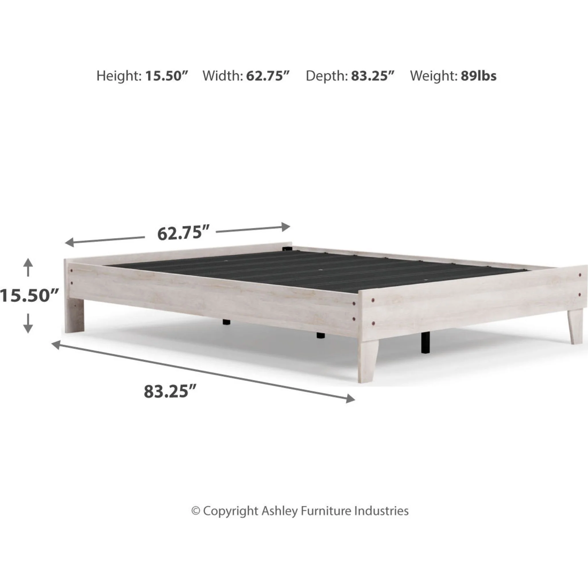 Shawburn Queen Platform Bed - Whitewash - Image 15