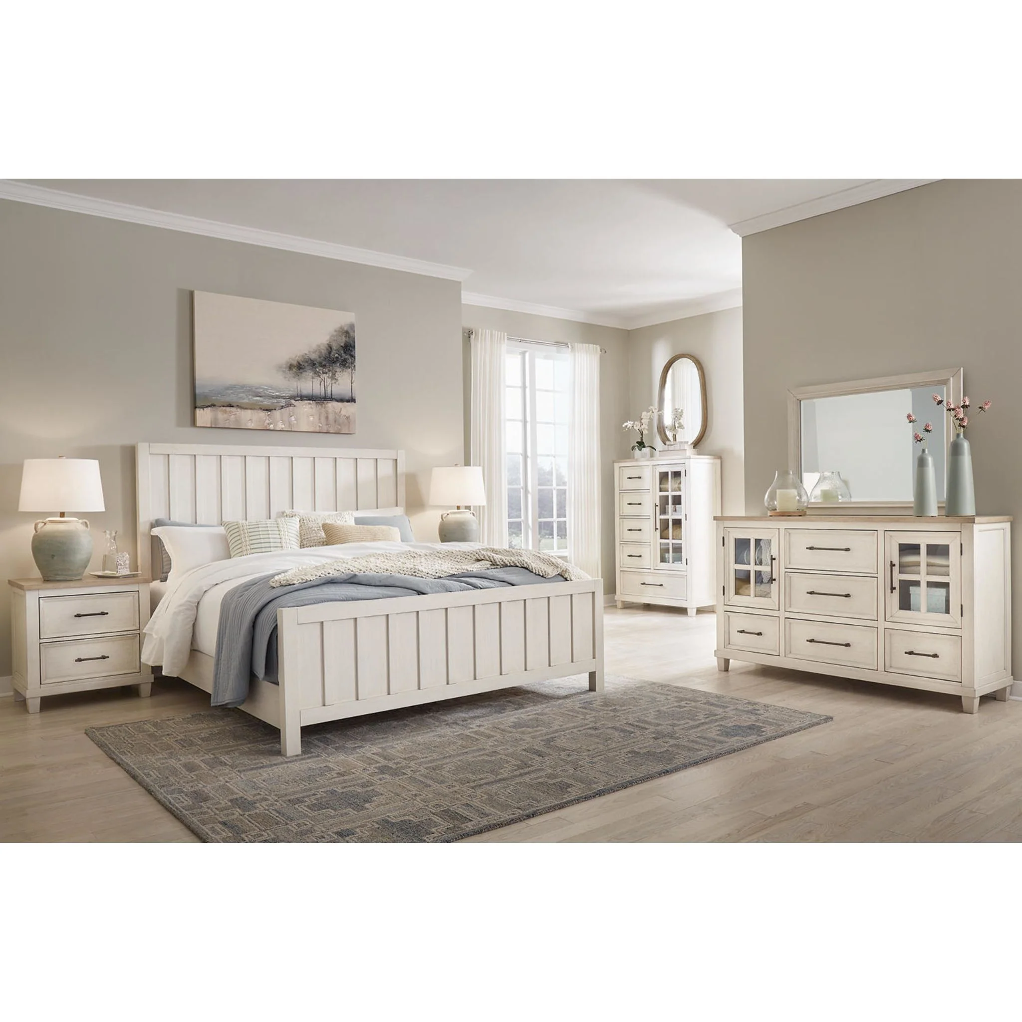 Shaybrock 6 Piece Panel Bedroom - Antique White - Image 17