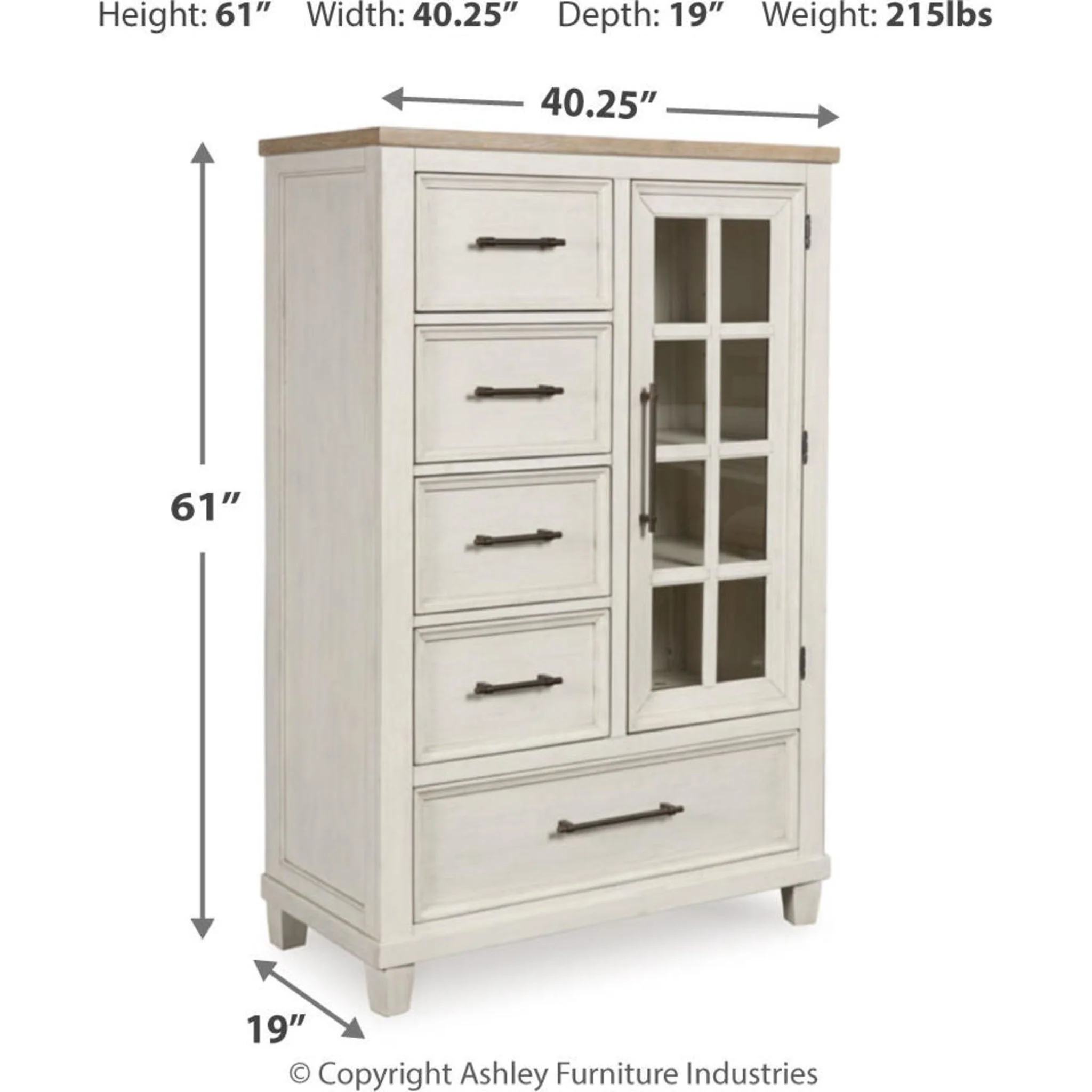 Shaybrock Door Chest - Antique White/Brown - Image 3
