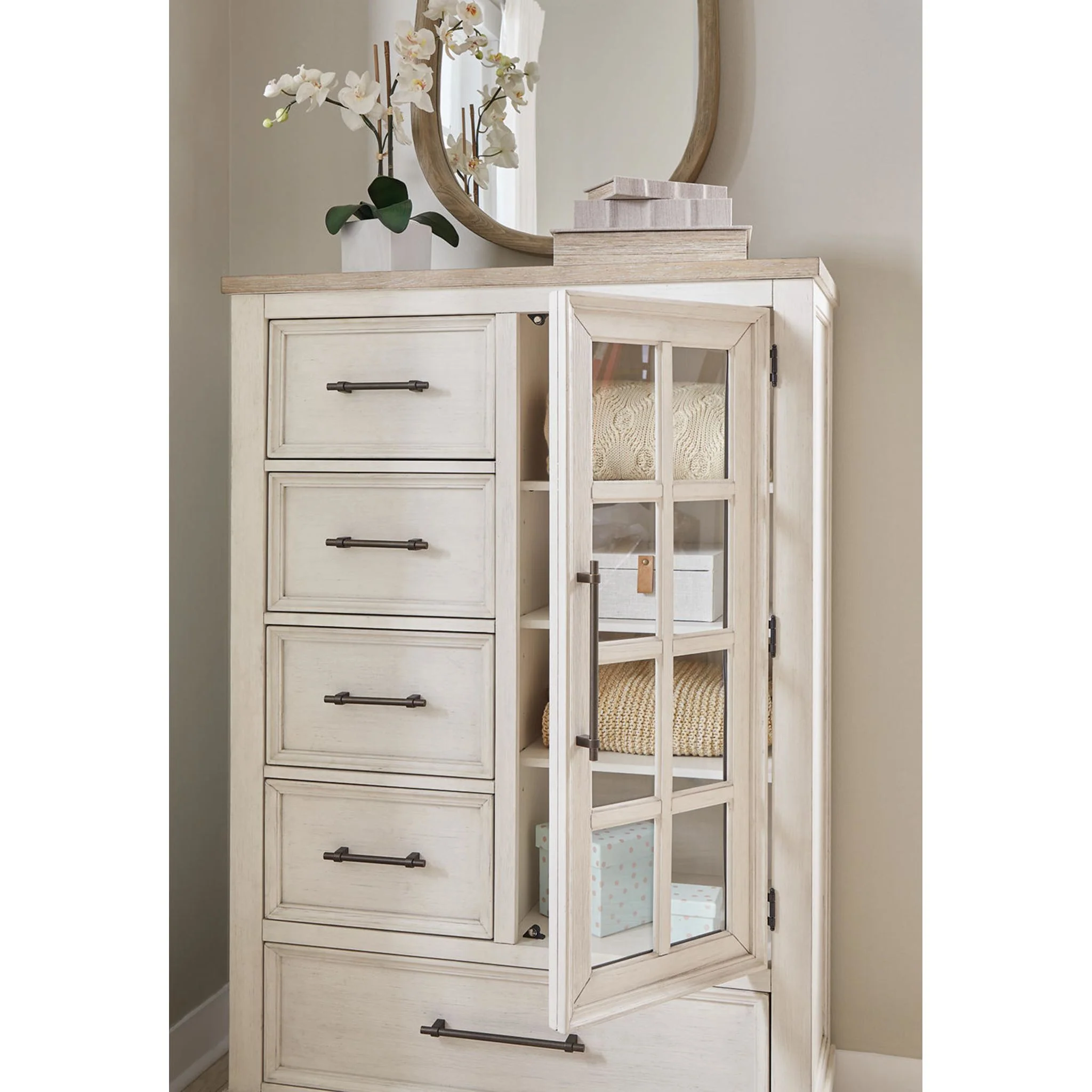 Shaybrock Door Chest - Antique White/Brown - Image 4
