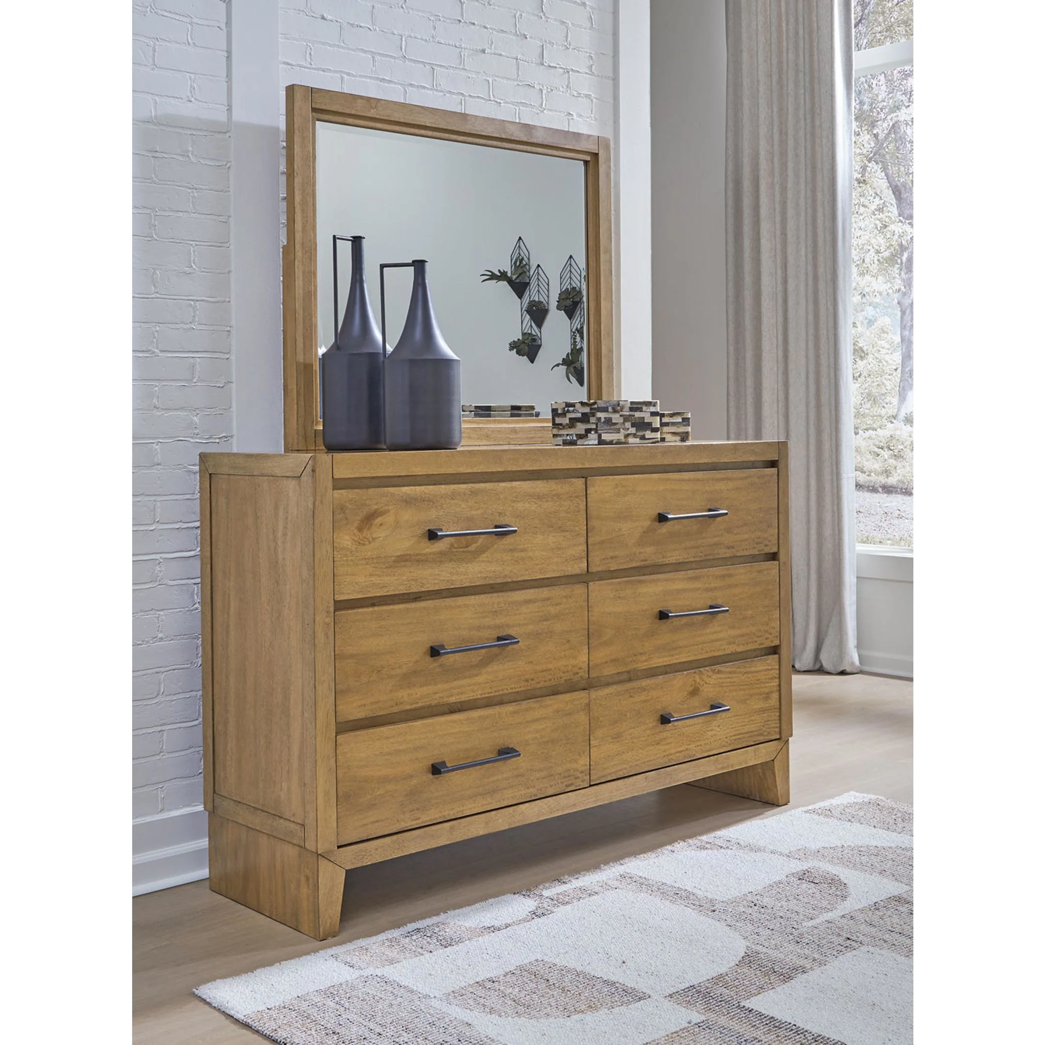Sherbana Dresser and Mirror - Light Brown - Image 2