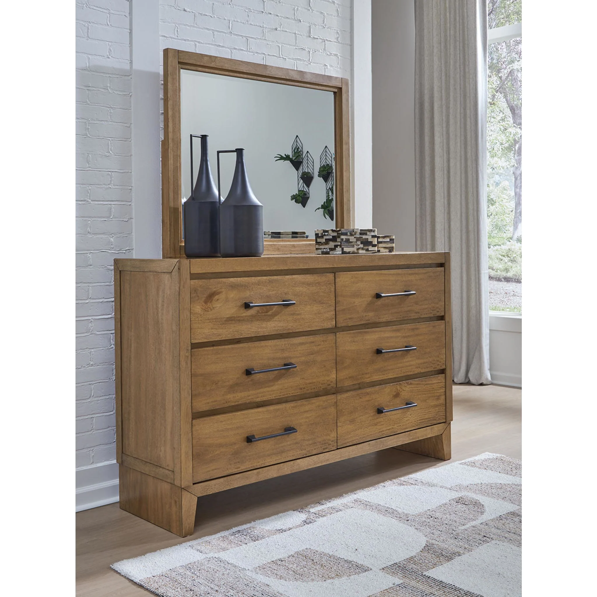 Sherbana Dresser and Mirror - Light Brown - Image 4