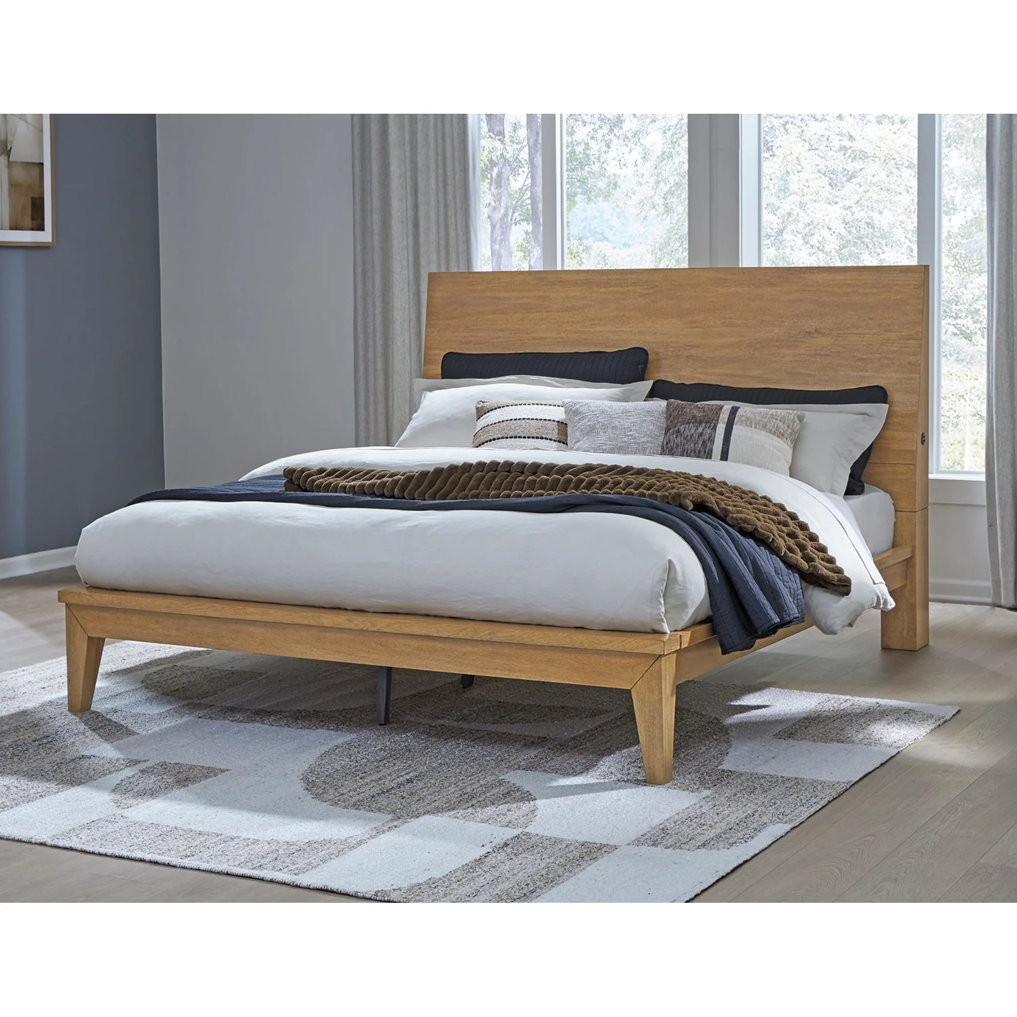 Sherbana King Panel Bed - Light Brown - Image 2