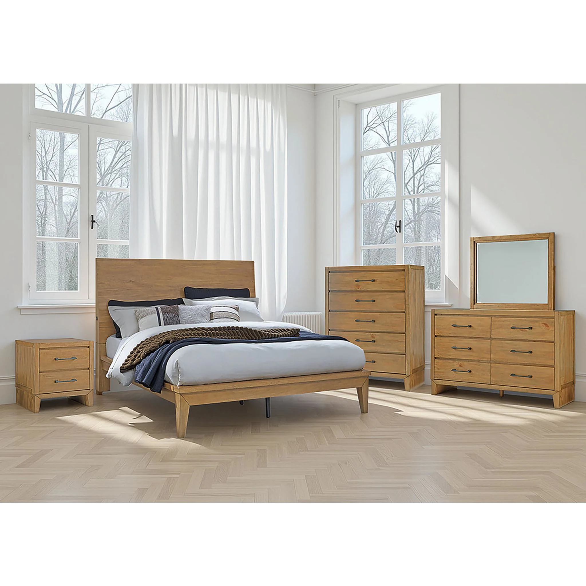Sherbana Queen Panel Bed - Light Brown - Image 2