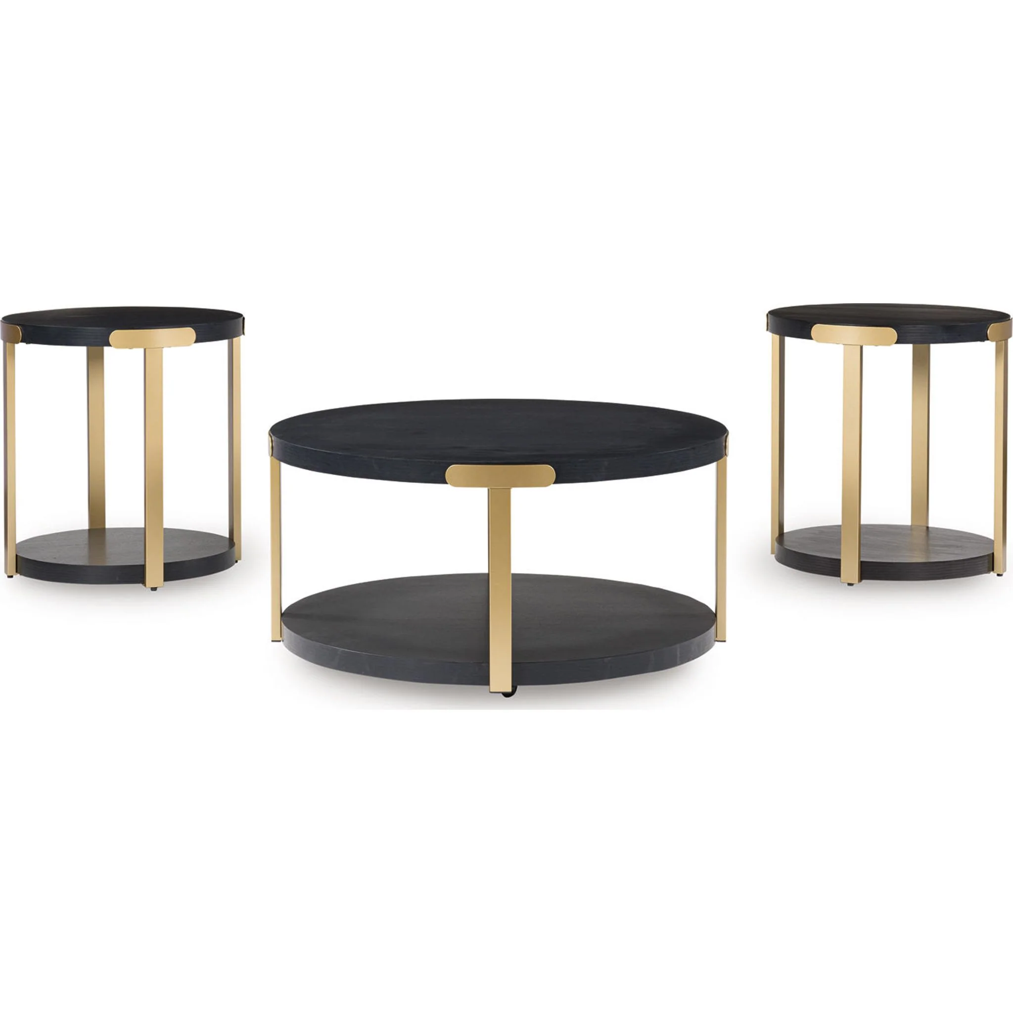 Shylore 3 Pack Tables - Black/Brass Finish - Image 12
