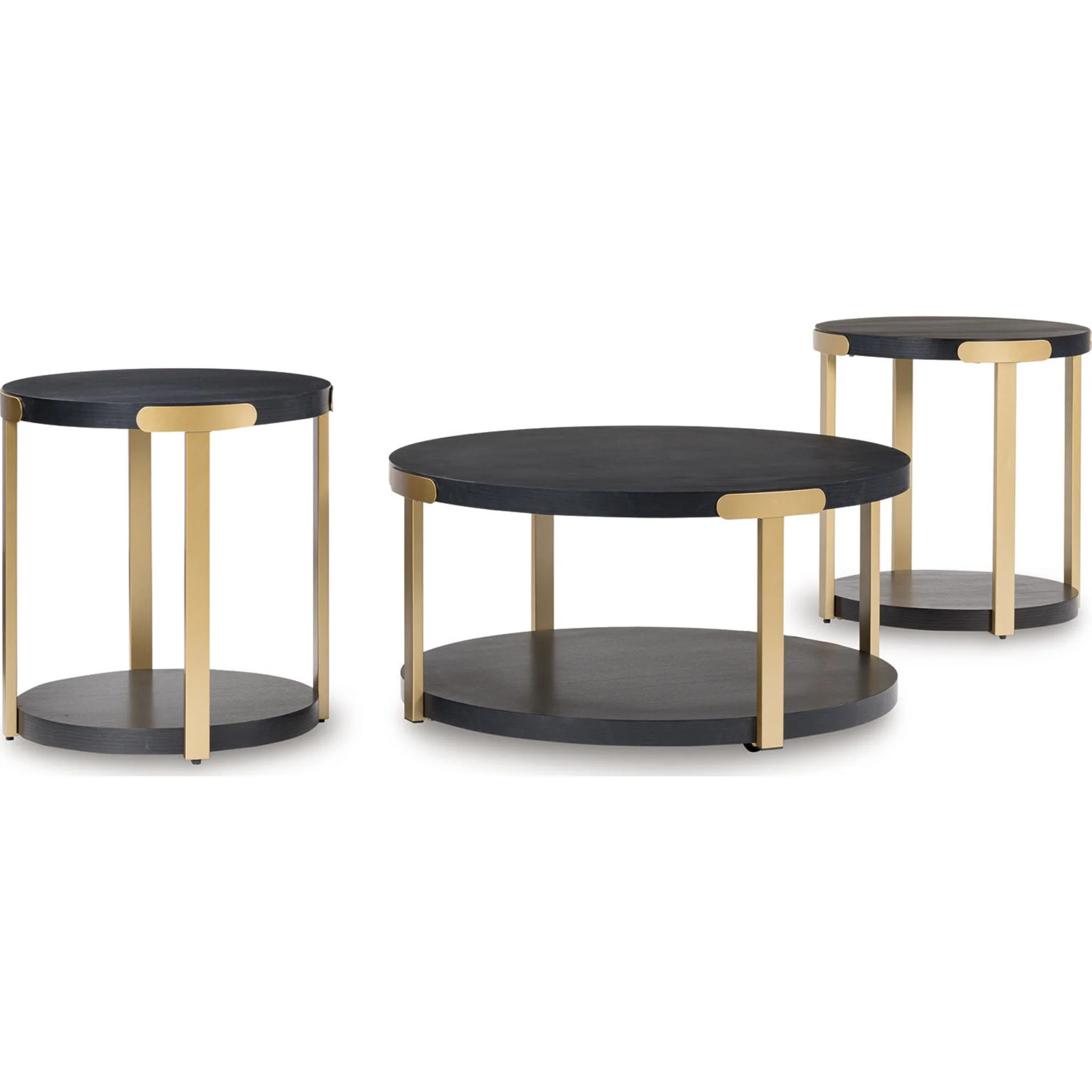 Shylore 3 Pack Tables - Black/Brass Finish - Image 4
