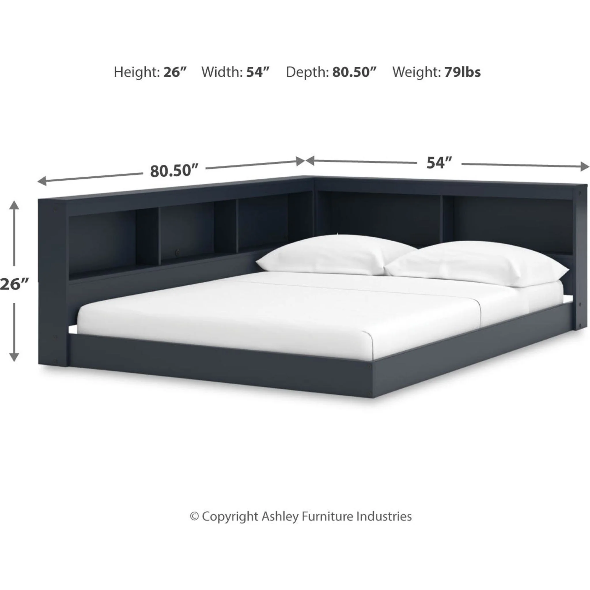 Simmenfort Bookcase Storage Bed - Navy Blue - Image 17