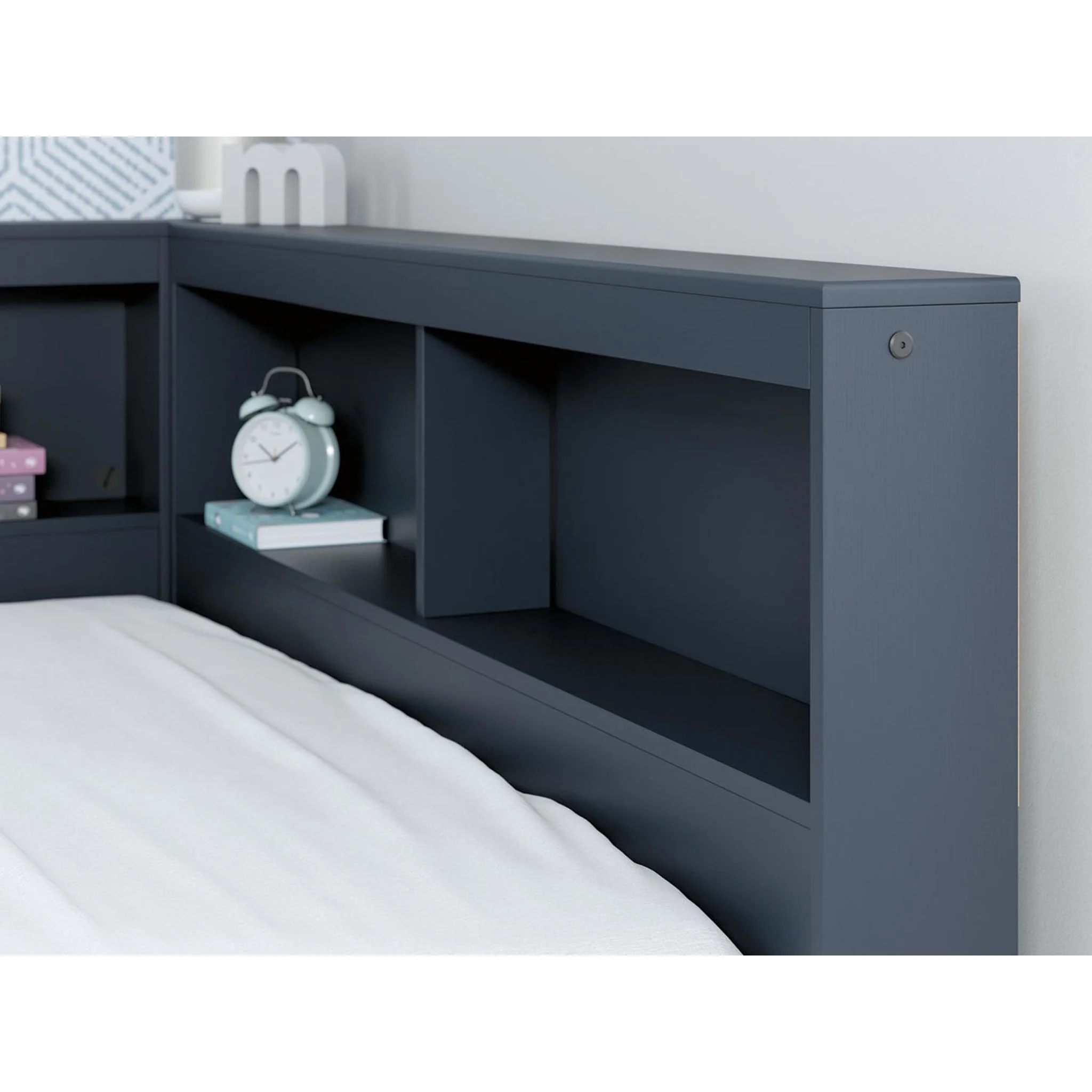 Simmenfort Bookcase Storage Bed - Navy Blue - Image 18