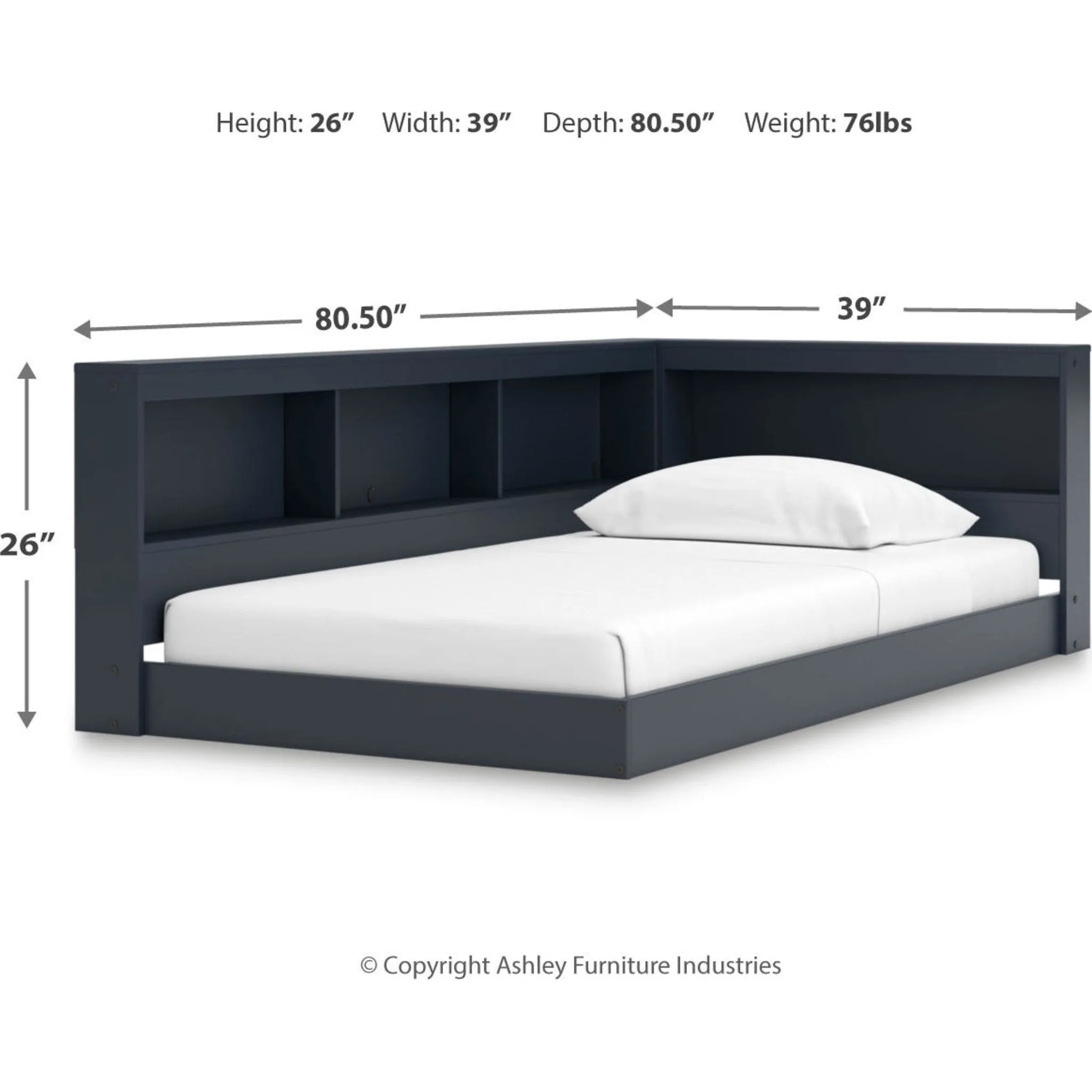 Simmenfort Bookcase Storage Bed - Navy Blue - Image 5
