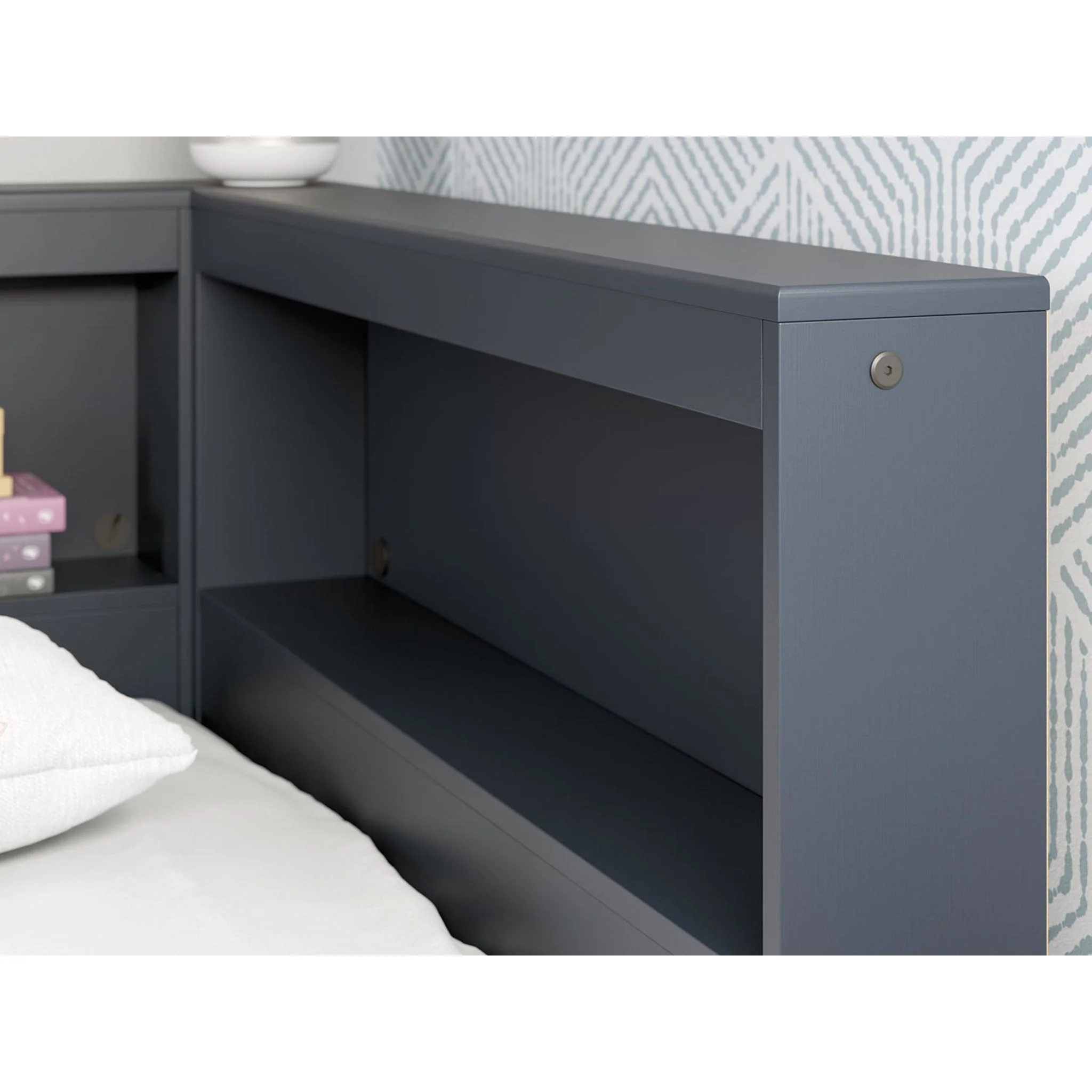 Simmenfort Bookcase Storage Bed - Navy Blue - Image 6