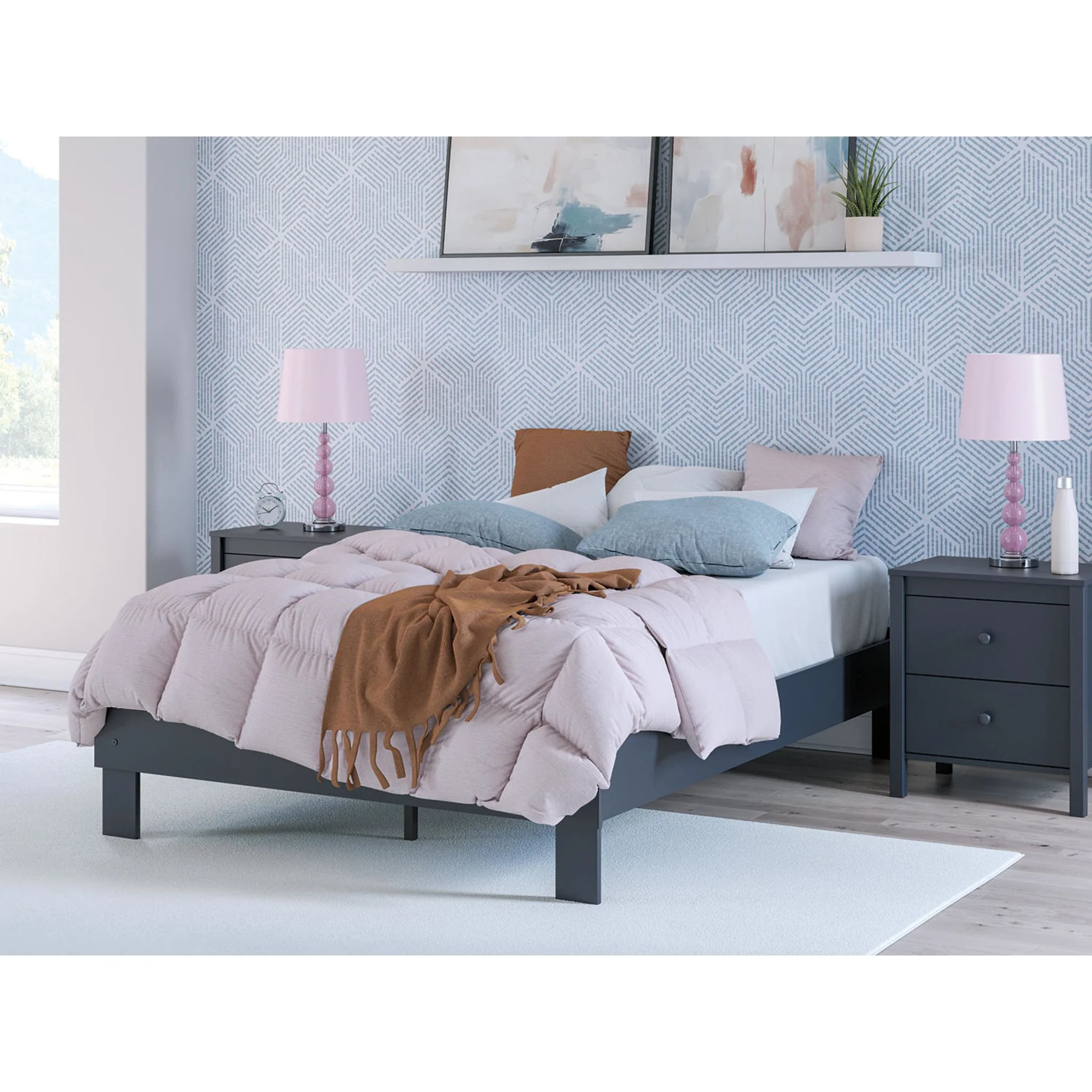 Simmenfort Platform Bed - Navy Blue - Image 12