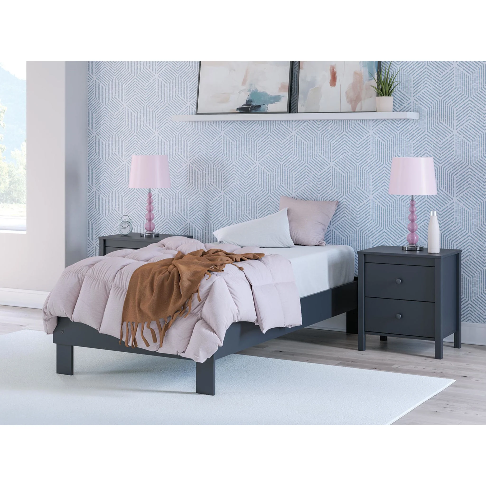 Simmenfort Platform Bed - Navy Blue - Image 2