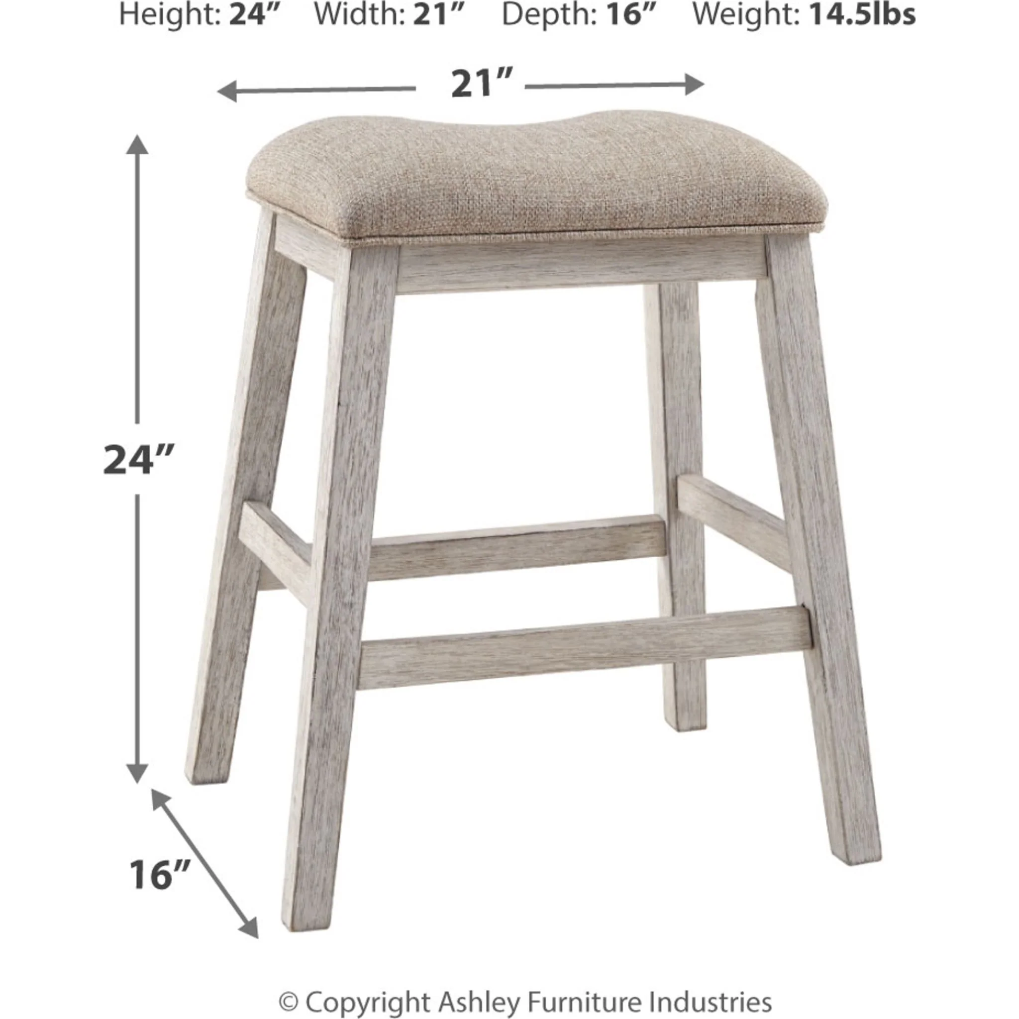 Skempton Counter Height Stool - White/Light Brown - (D394-024) - Image 6