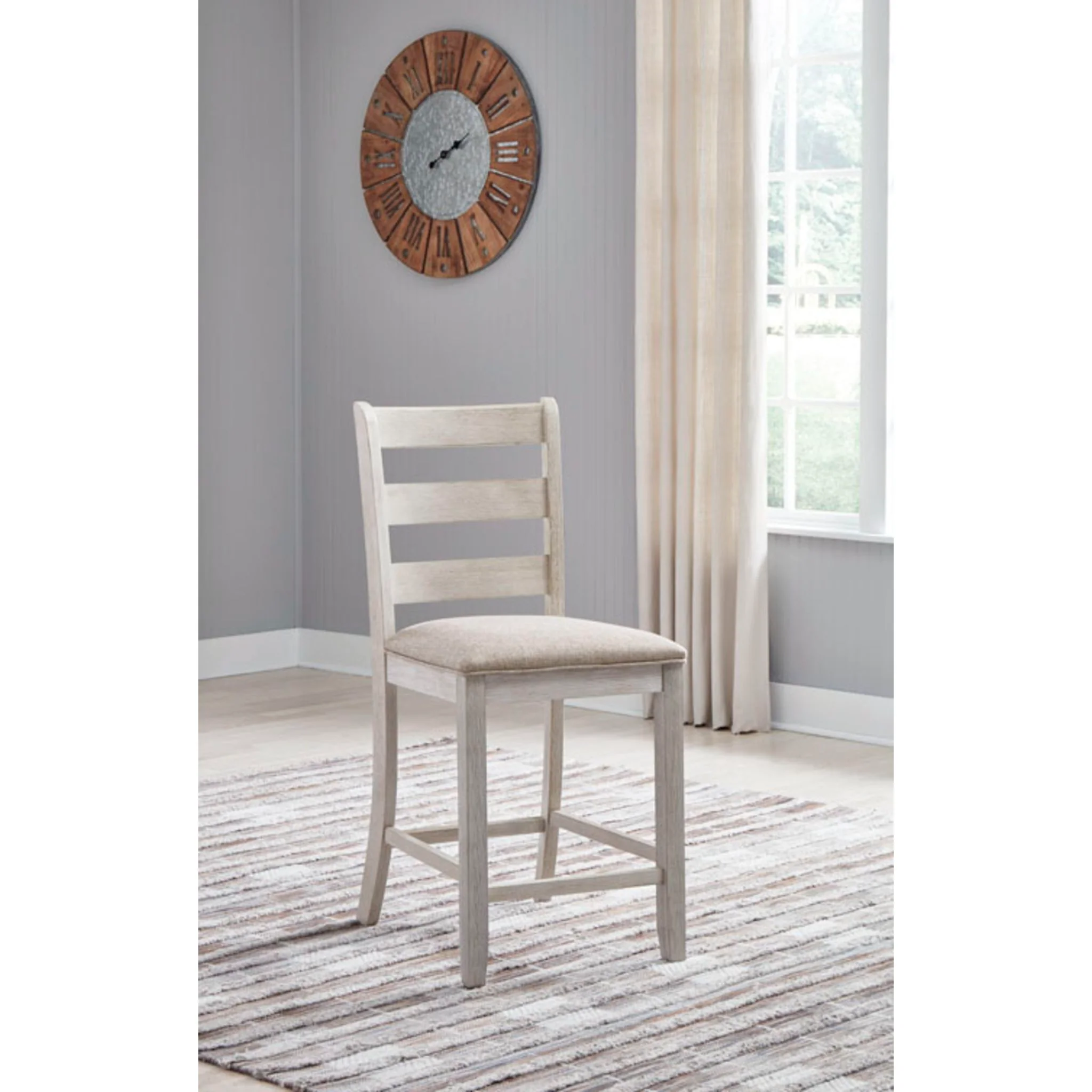 Skempton Counter Height Stool - White/Light Brown - (D394-124) - Image 7