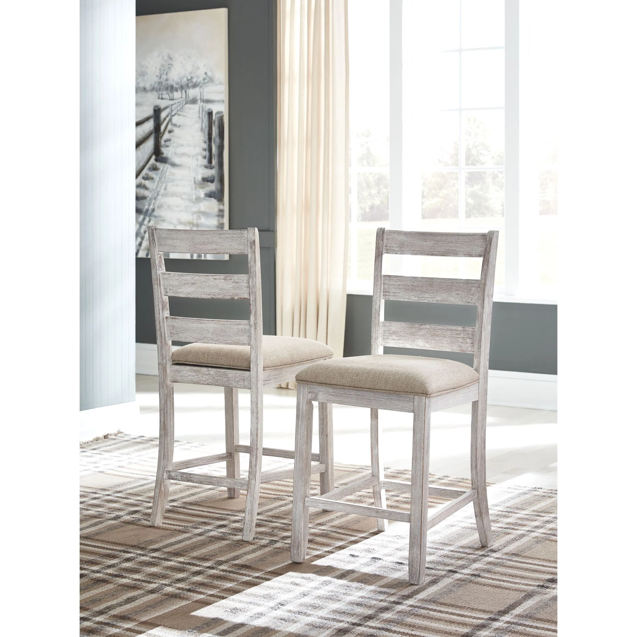 Skempton Counter Height Stool - White/Light Brown - (D394-124) - Image 8