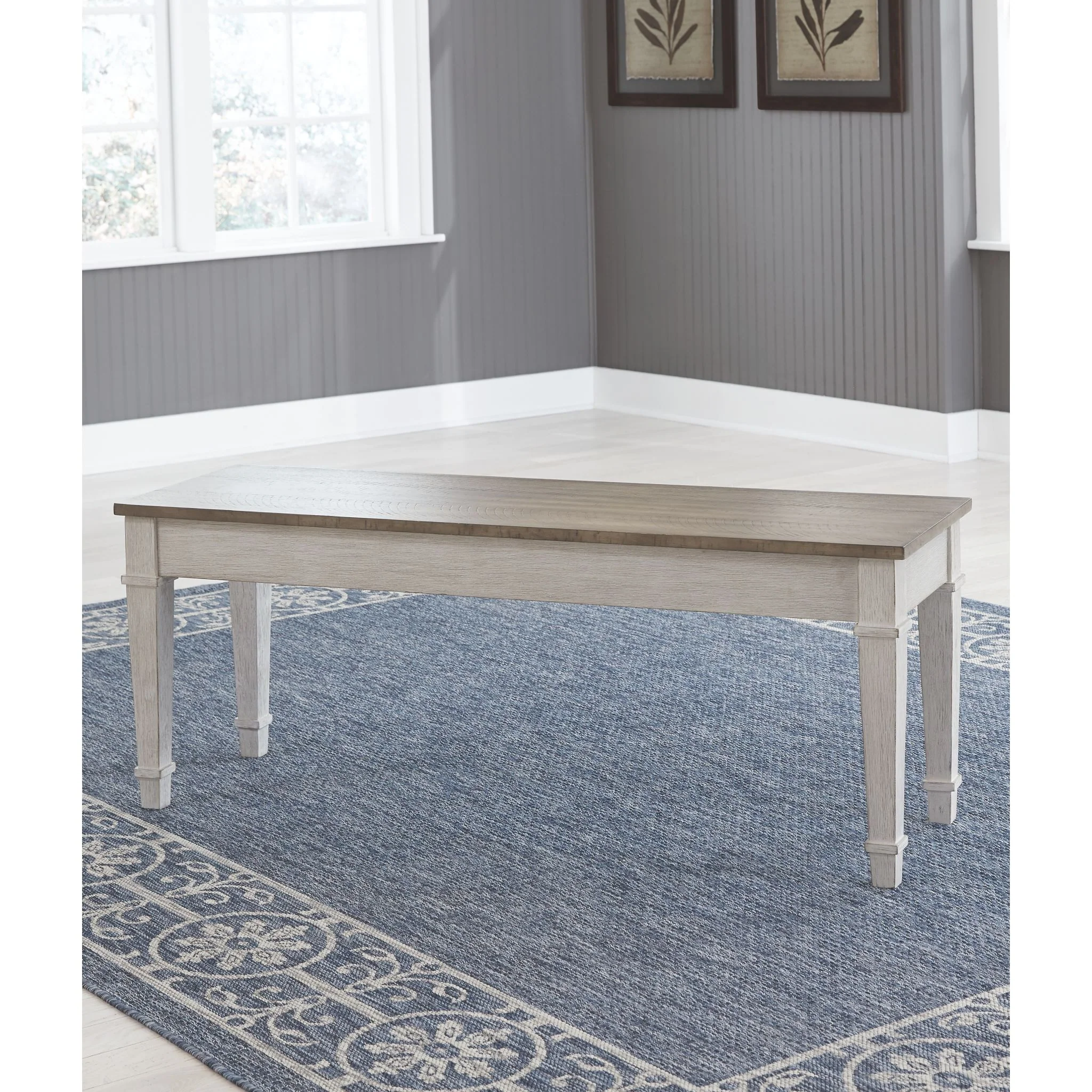 Skempton Storage Bench - White/Light Brown - (D394-00) - Image 4