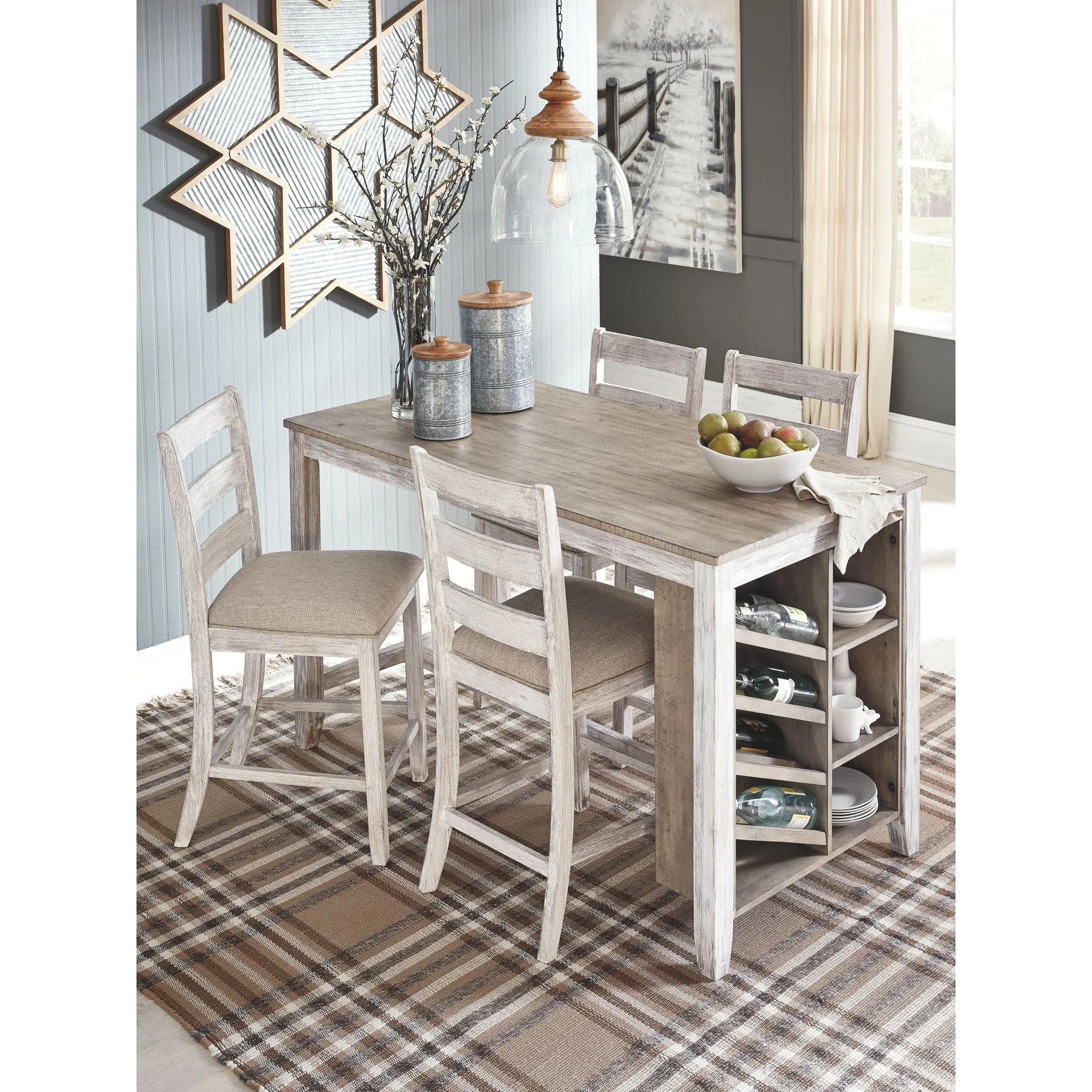 Skempton Counter Height Table - White/Light Brown - (D394-32) - Image 10