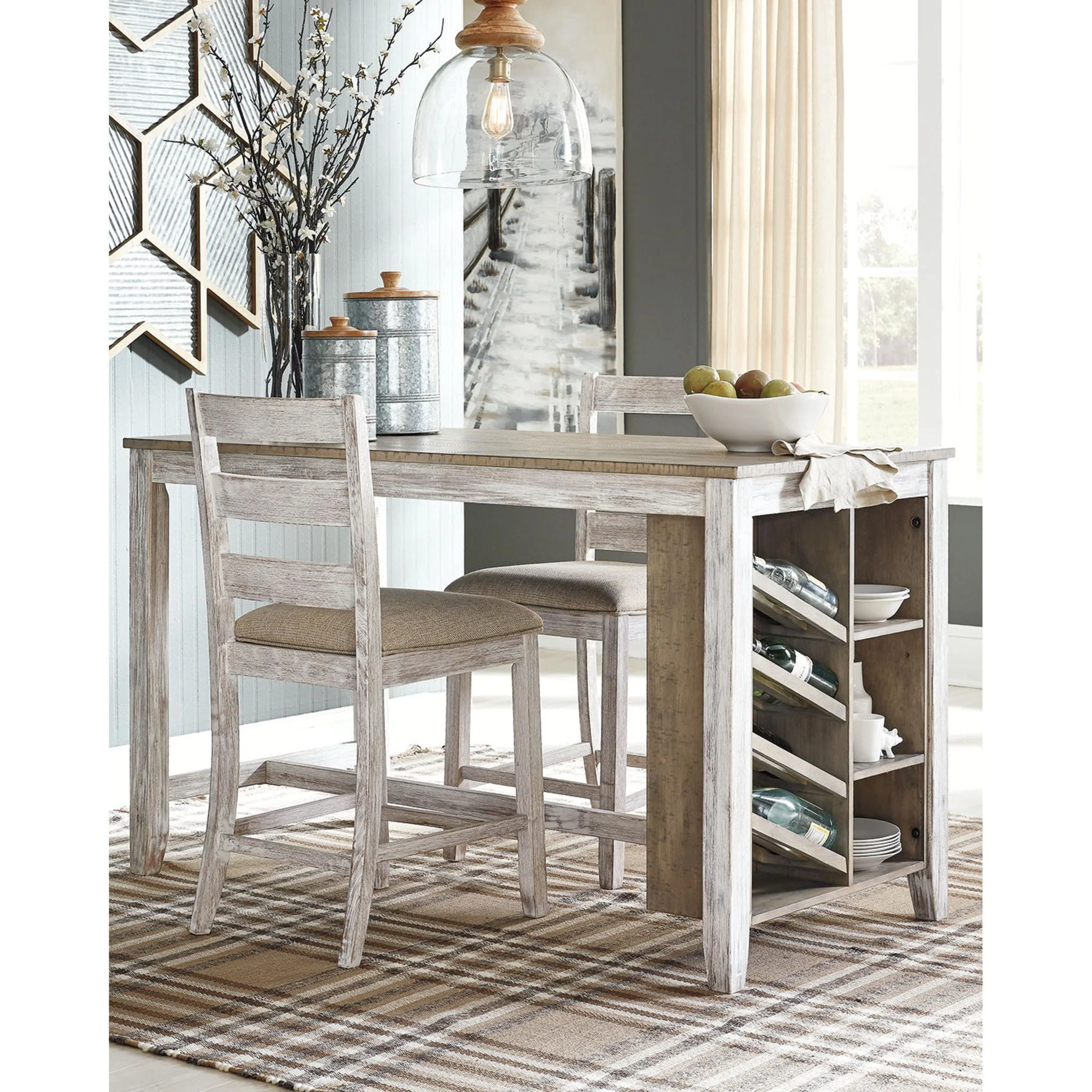 Skempton Counter Height Table - White/Light Brown - (D394-32) - Image 13