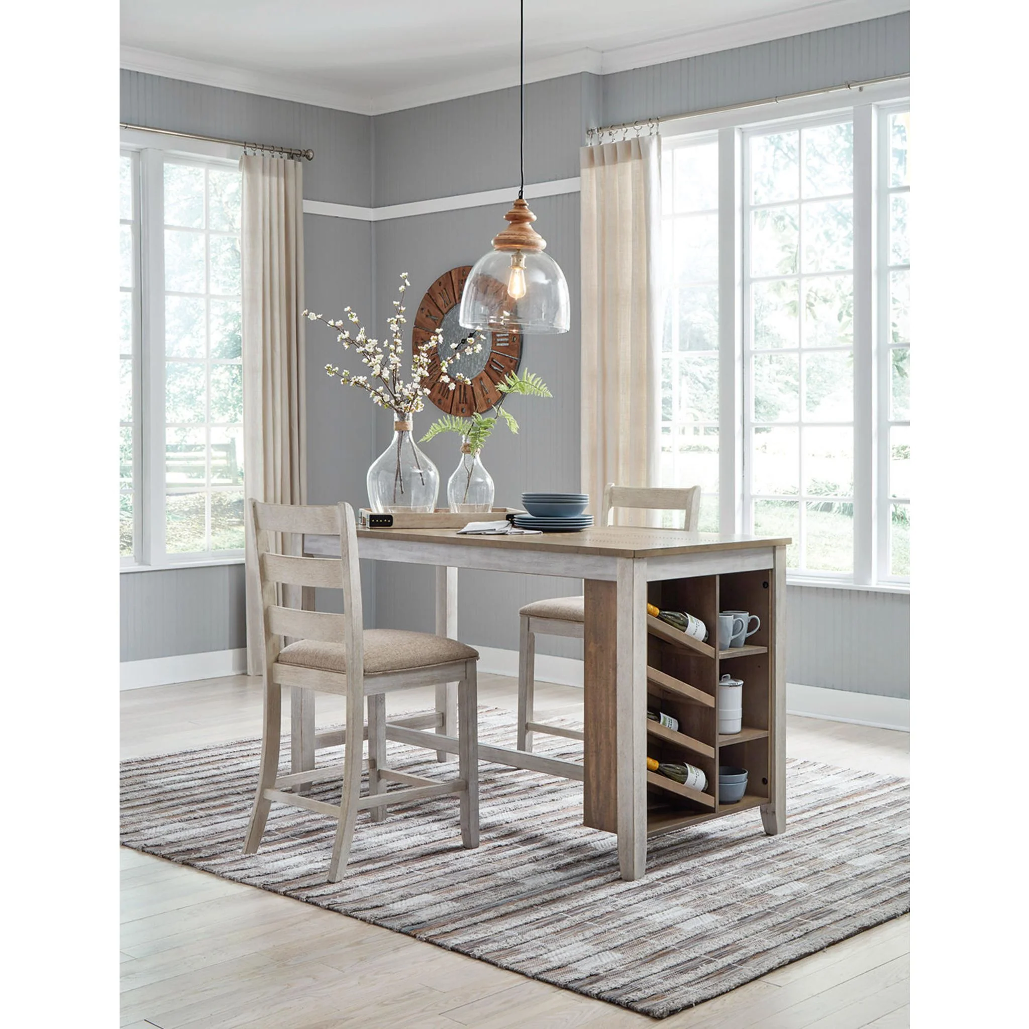Skempton Counter Height Table - White/Light Brown - (D394-32) - Image 28