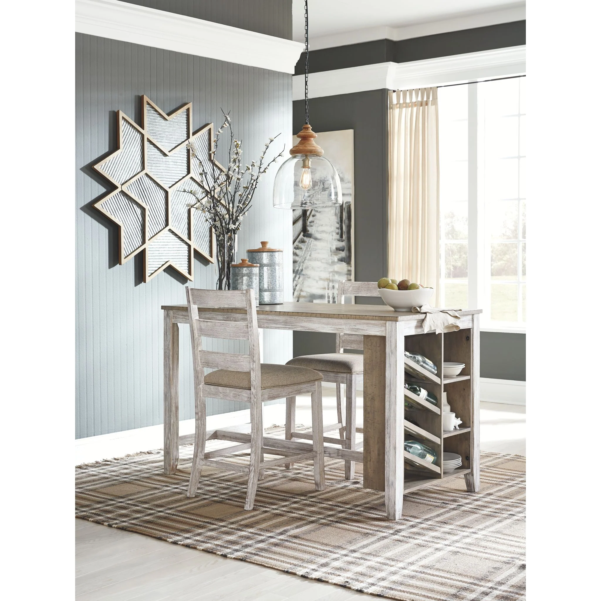 Skempton Counter Height Table - White/Light Brown - (D394-32) - Image 6