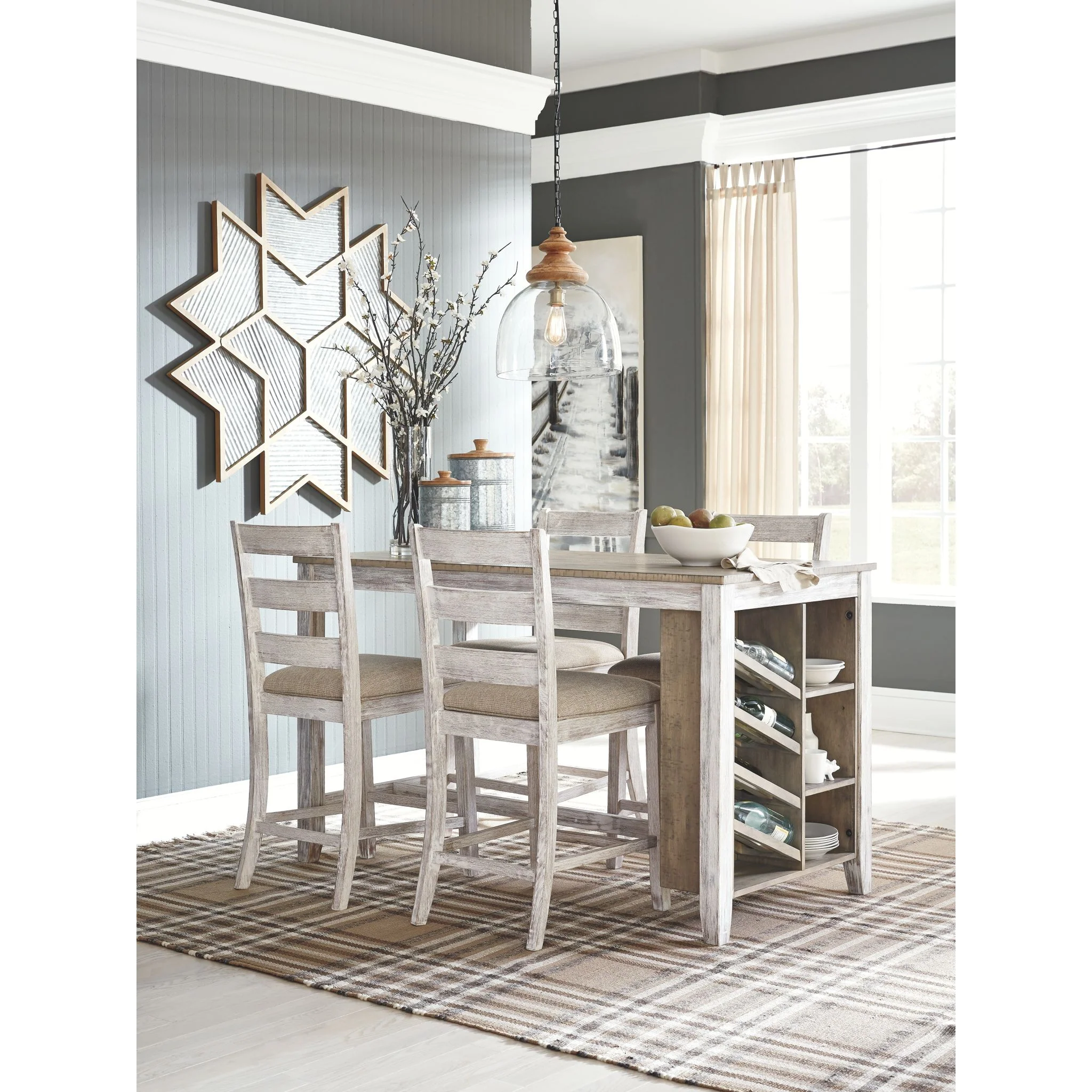 Skempton Counter Height Table - White/Light Brown - (D394-32) - Image 7