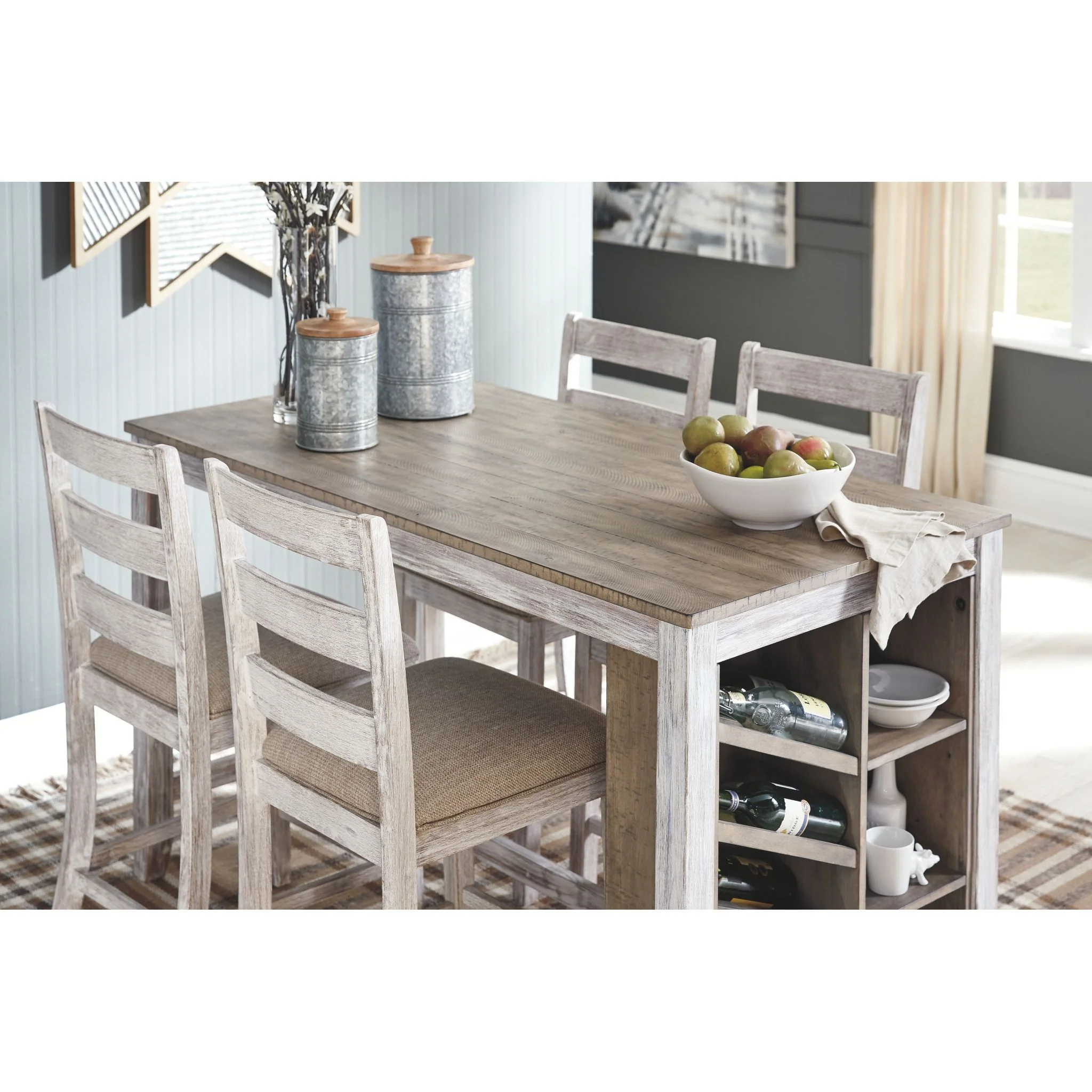 Skempton Counter Height Table - White/Light Brown - (D394-32) - Image 8