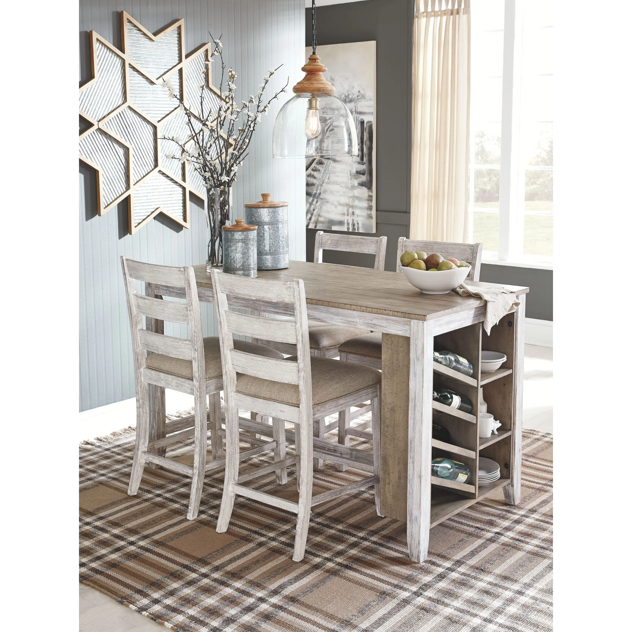 Skempton Counter Height Table - White/Light Brown - (D394-32) - Image 9