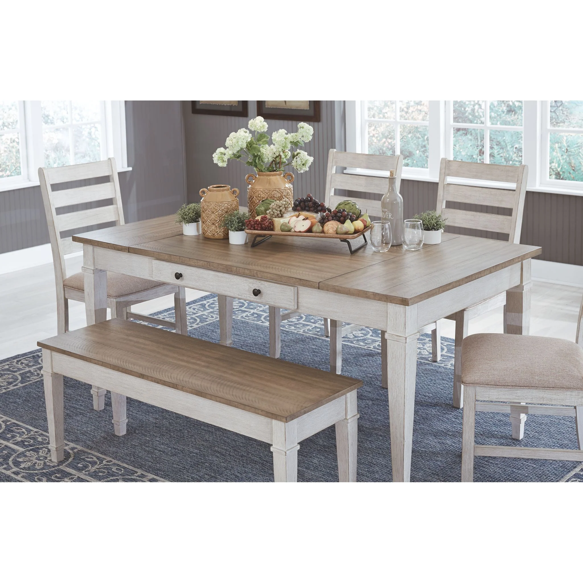 Skempton Dining Table - White/Light Brown - (D394-25) - Image 7