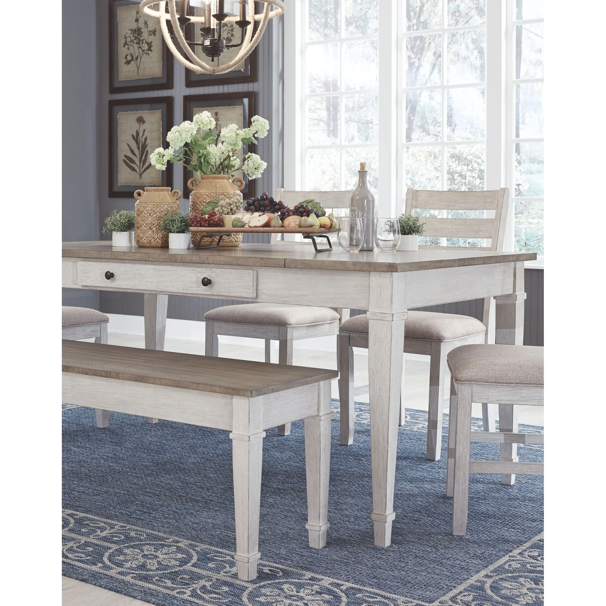 Skempton Dining Table - White/Light Brown - (D394-25) - Image 8