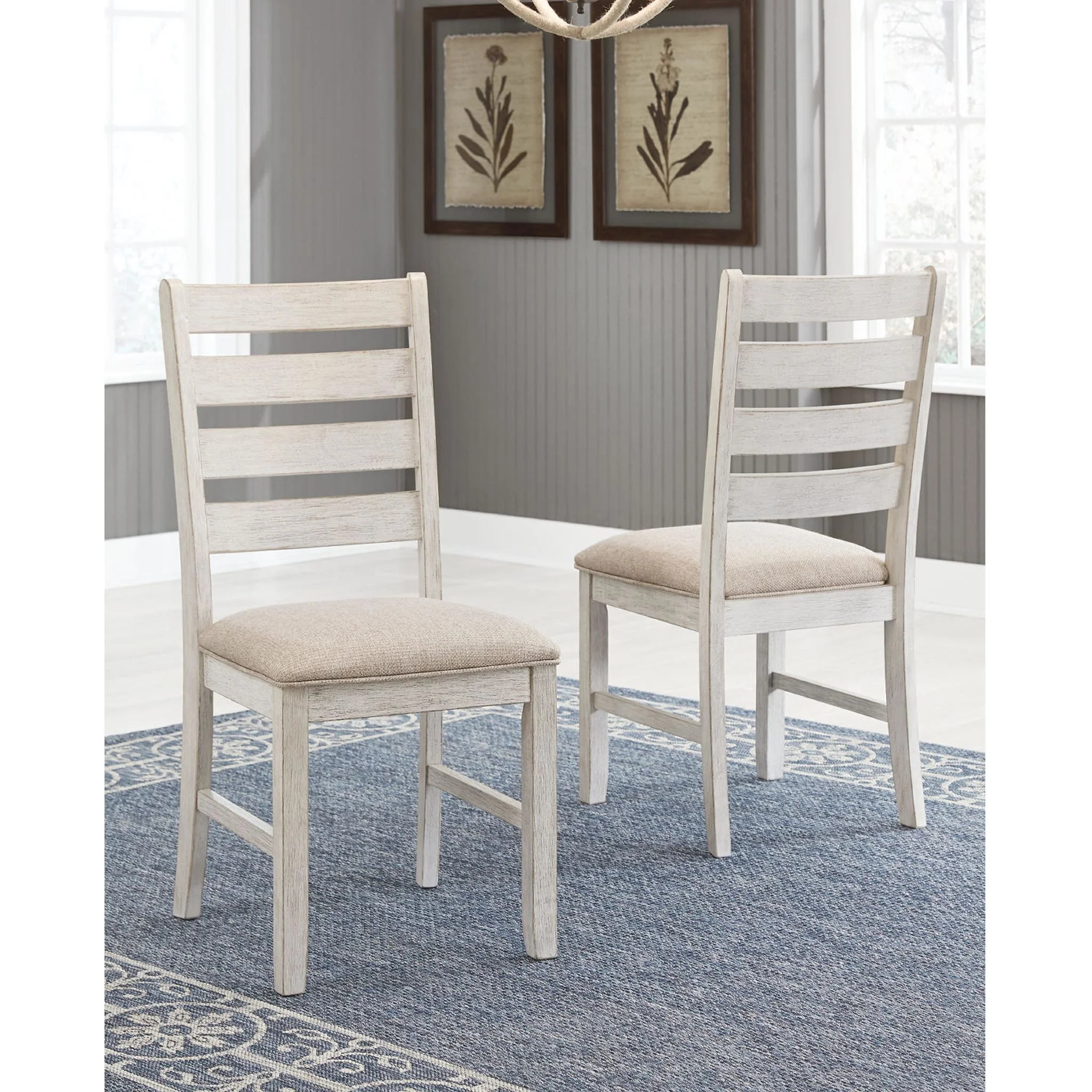 Skempton Side Chair - White/Light Brown - (D394-01) - Image 9
