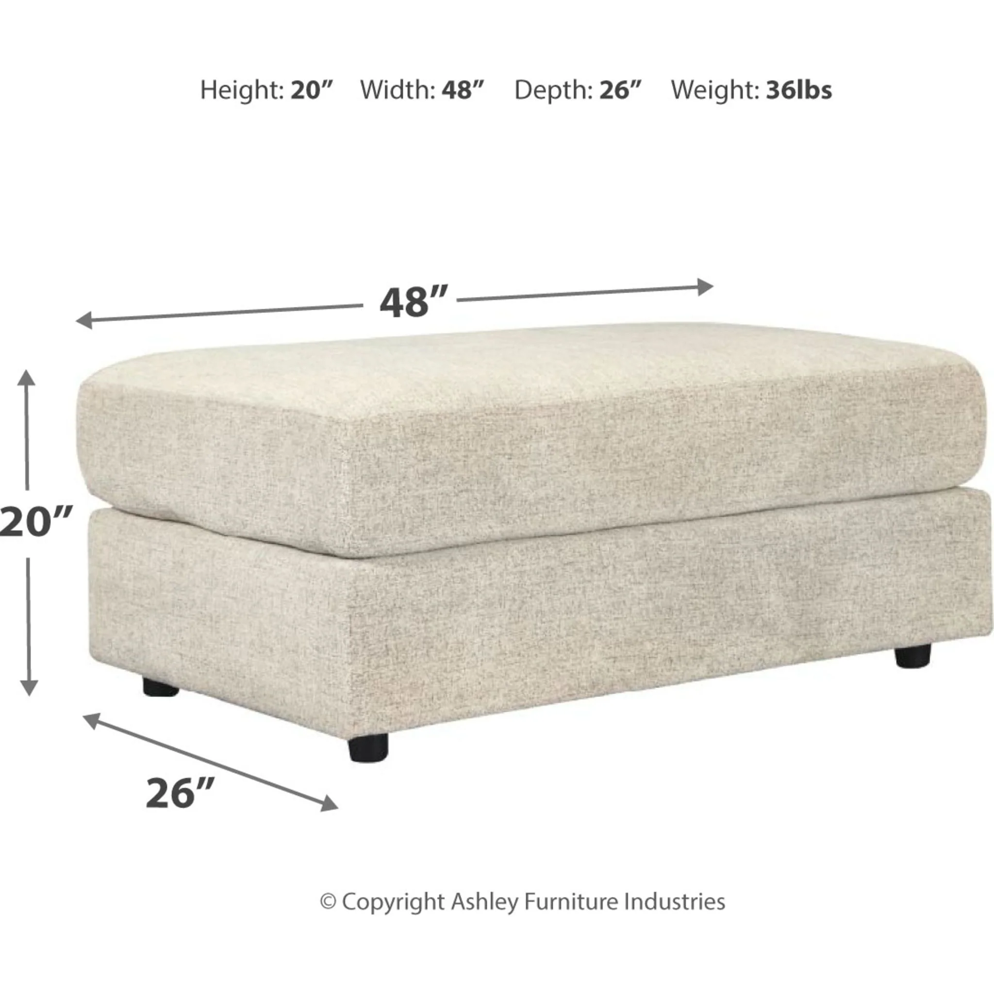 Soletren Oversized Accent Ottoman - Stone - Image 4