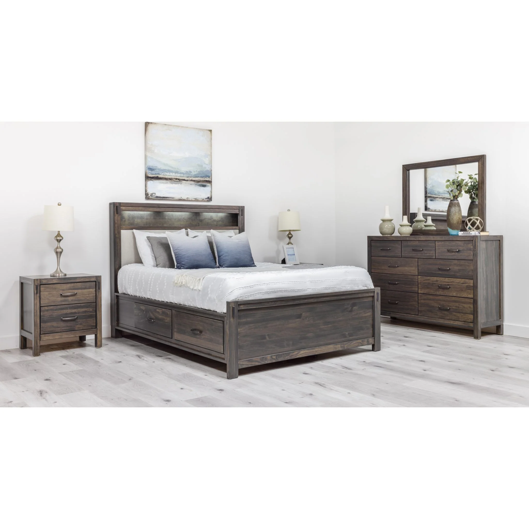 Stella 6 Piece Full Storage Bedroom - Charcoal