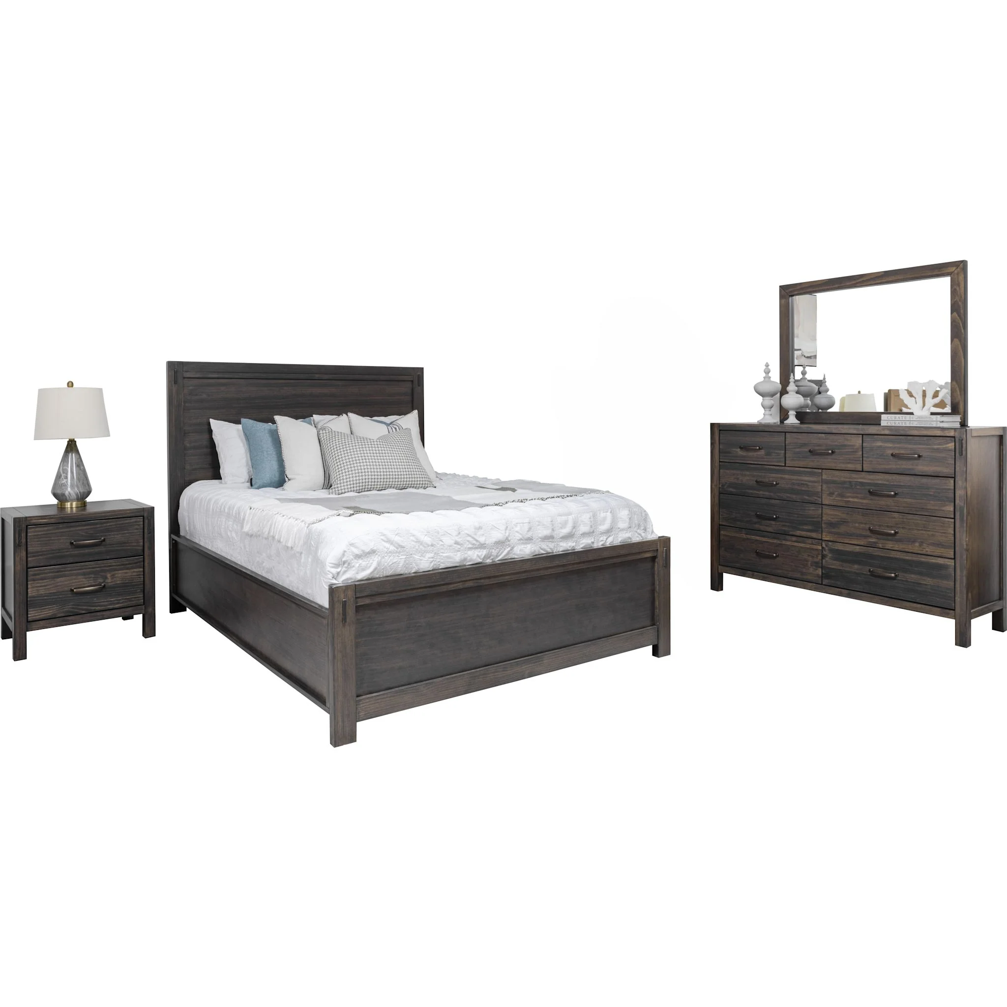 Stella 6 Piece Panel Bedroom - Charcoal