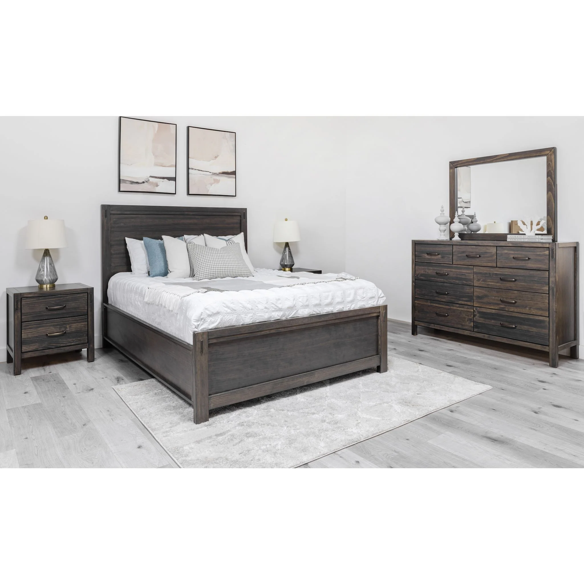 Stella 6 Piece Panel Bedroom - Charcoal - Image 2