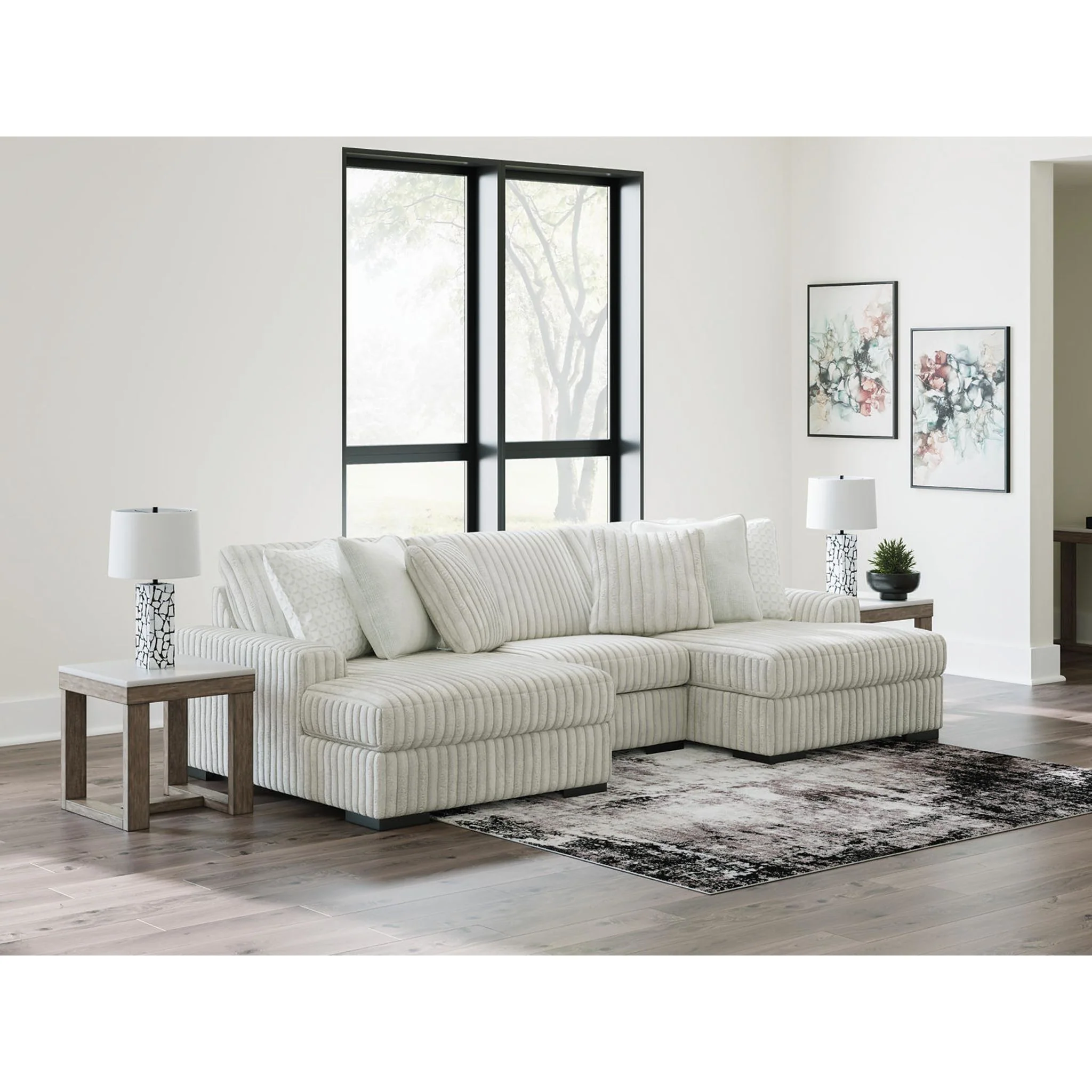 Stupendous 3 Piece Sectional with Double Chaise - Alloy - Image 5