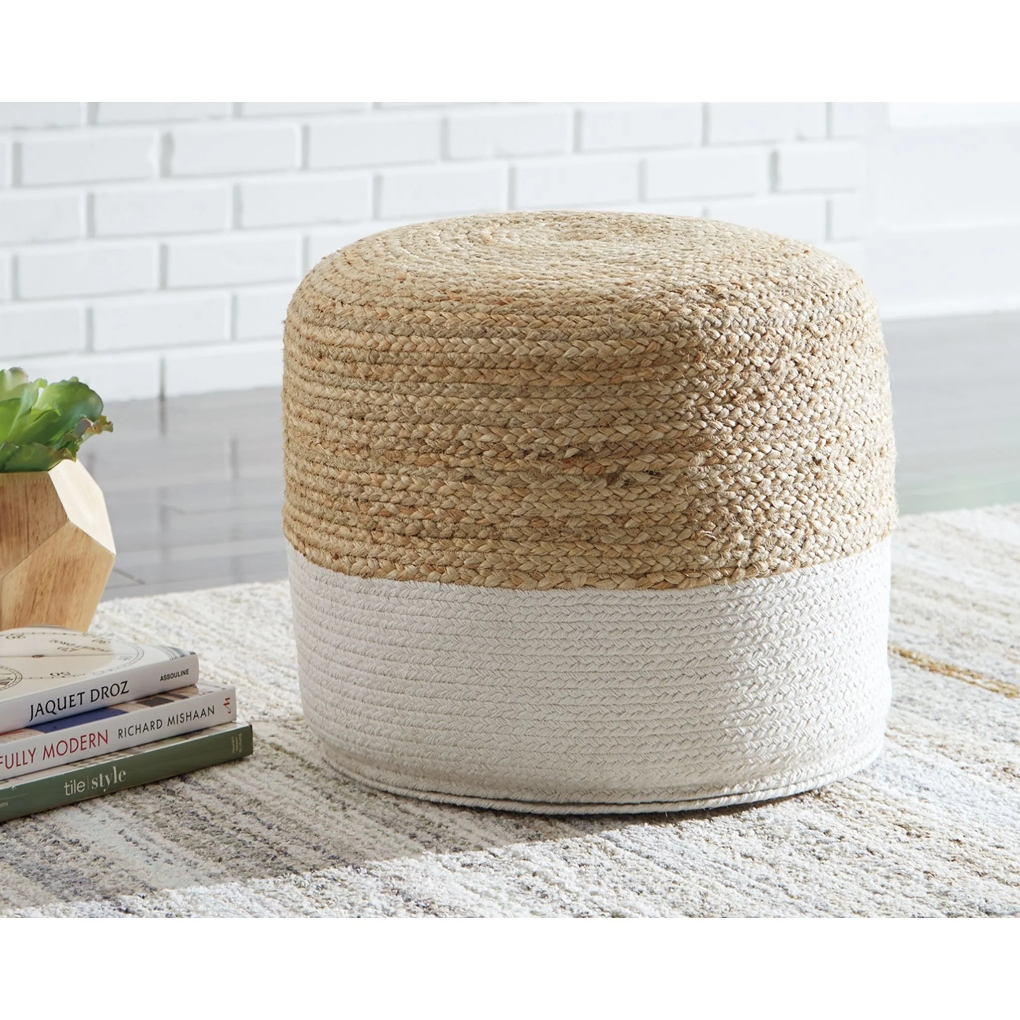 Sweed Valley Pouf - Natural/White - Image 2