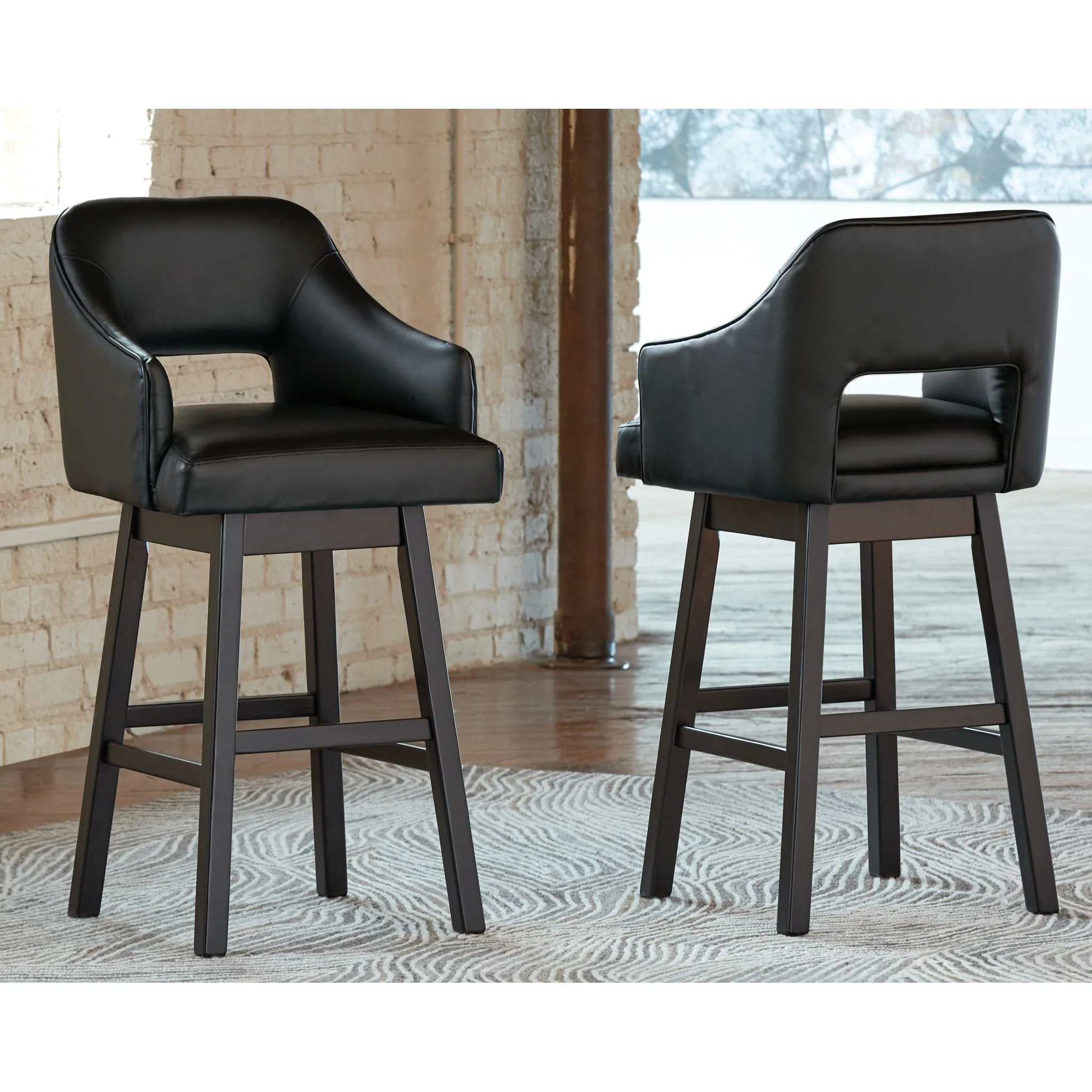 Tallenger Bar Height Stool - Black/Dark Brown - (D380-930) - Image 2