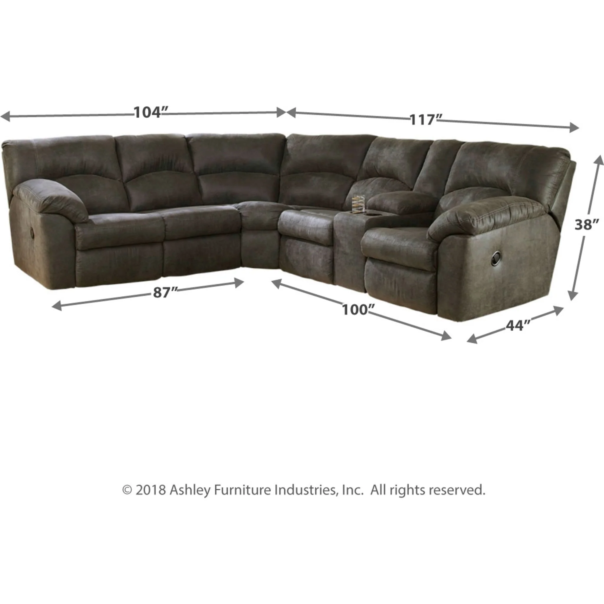 Tambo 2 Piece Reclining Sectional - Image 4