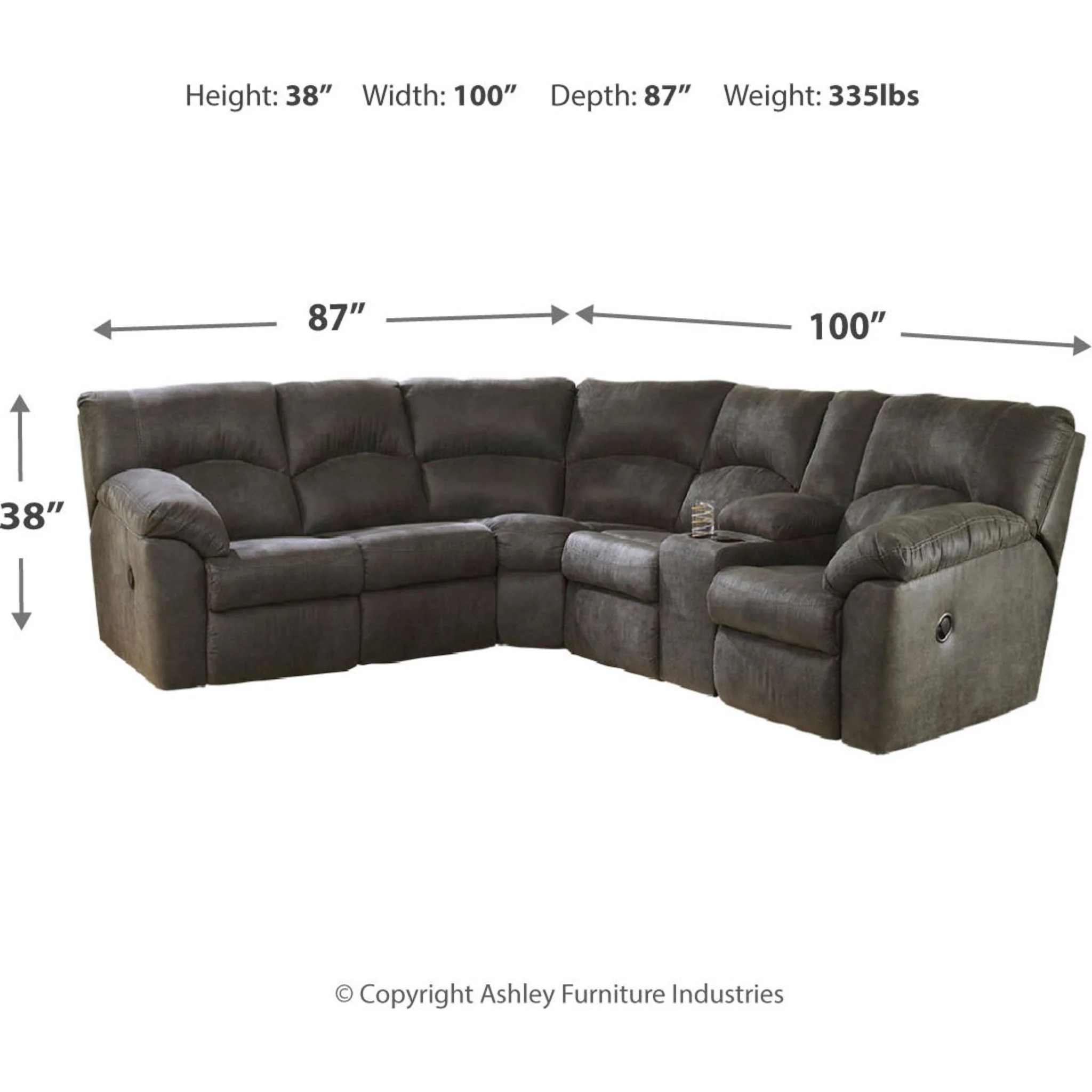 Tambo 2 Piece Reclining Sectional - Image 9
