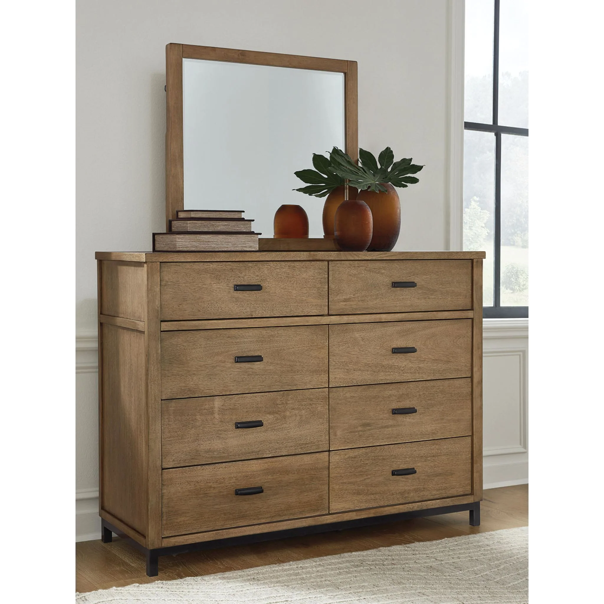 Tomtyn Dresser and Mirror - Light Brown - Image 2