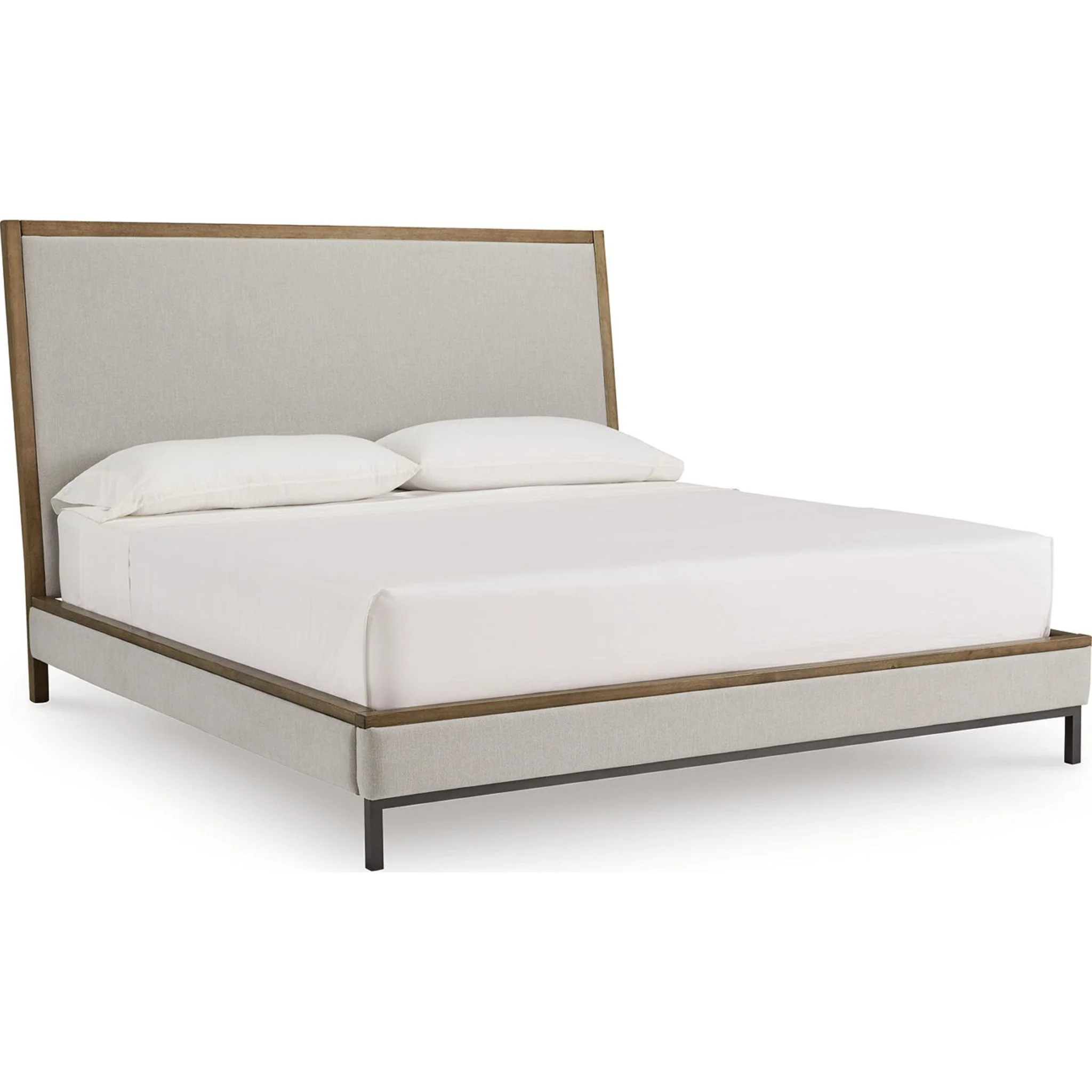 Tomtyn Upholstered Bed - Light Brown - Image 11