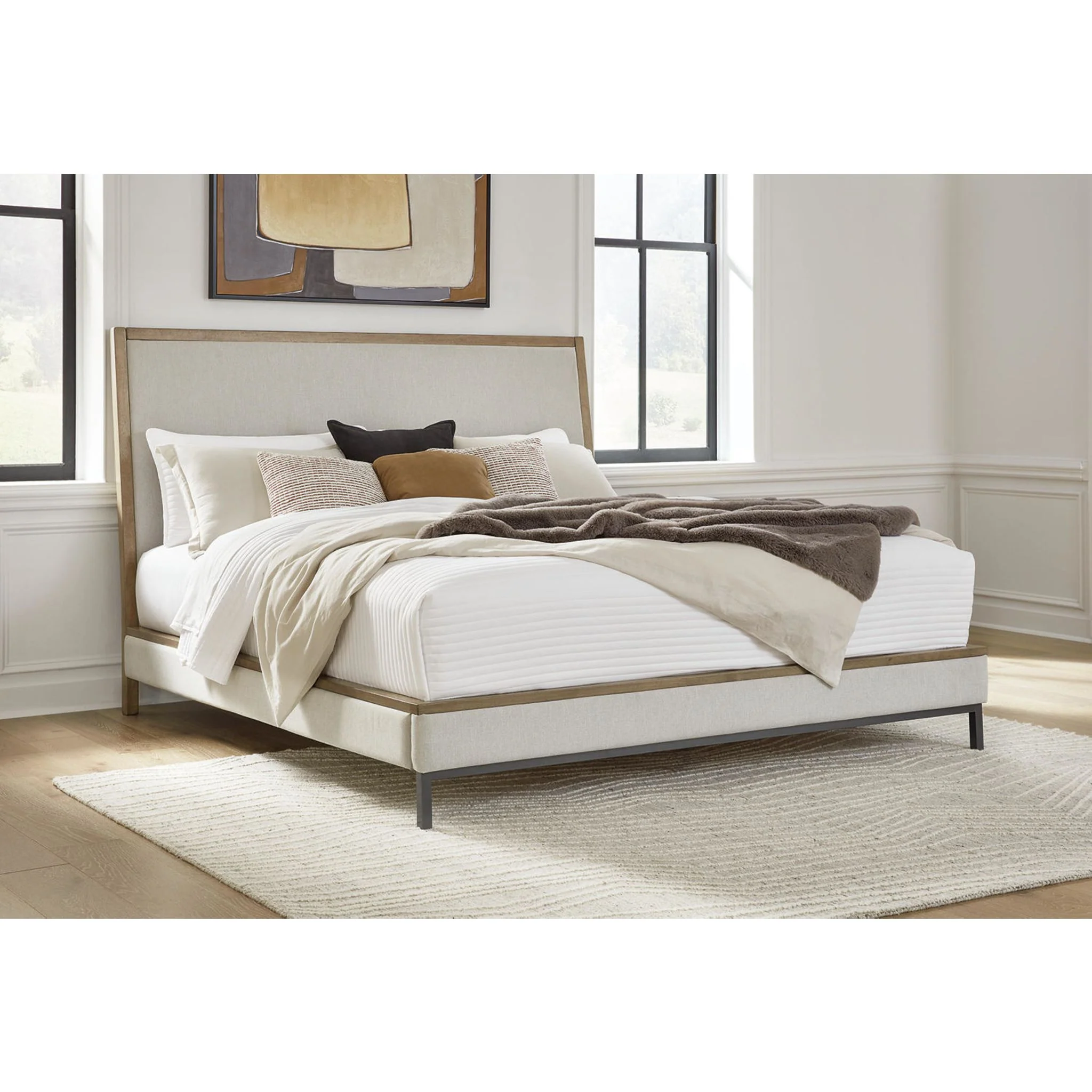 Tomtyn Upholstered Bed - Light Brown - Image 12