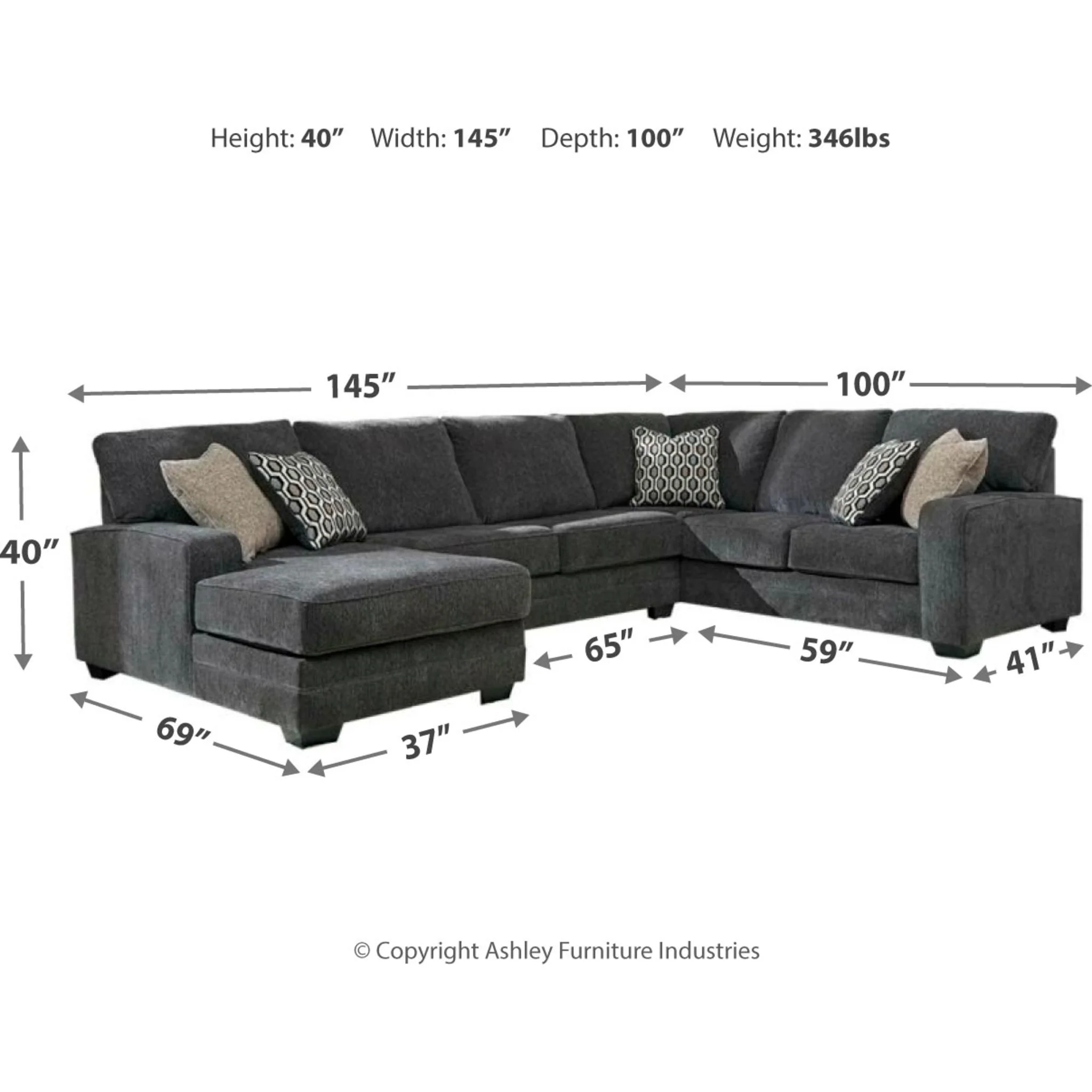 Tracling 3 Piece Sectional with Chaise - Image 33