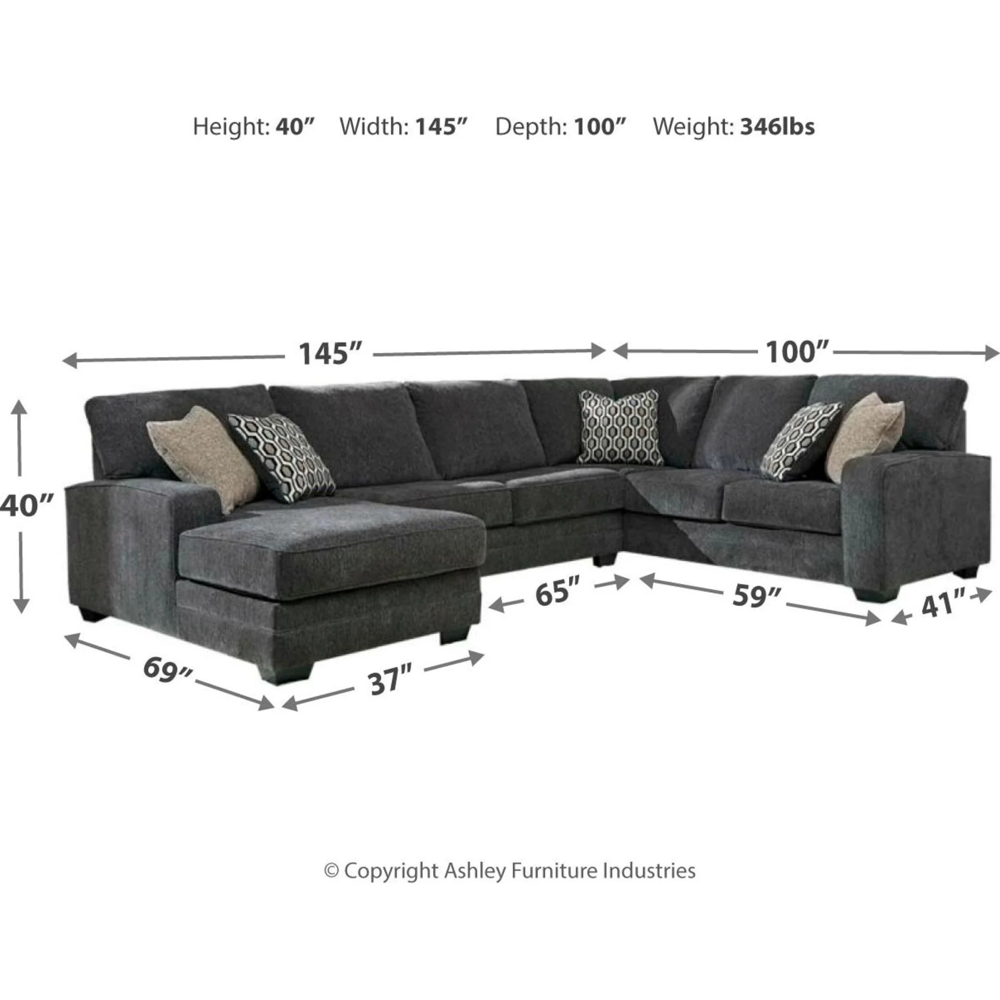 Tracling 3 Piece Sectional with Chaise - Image 41