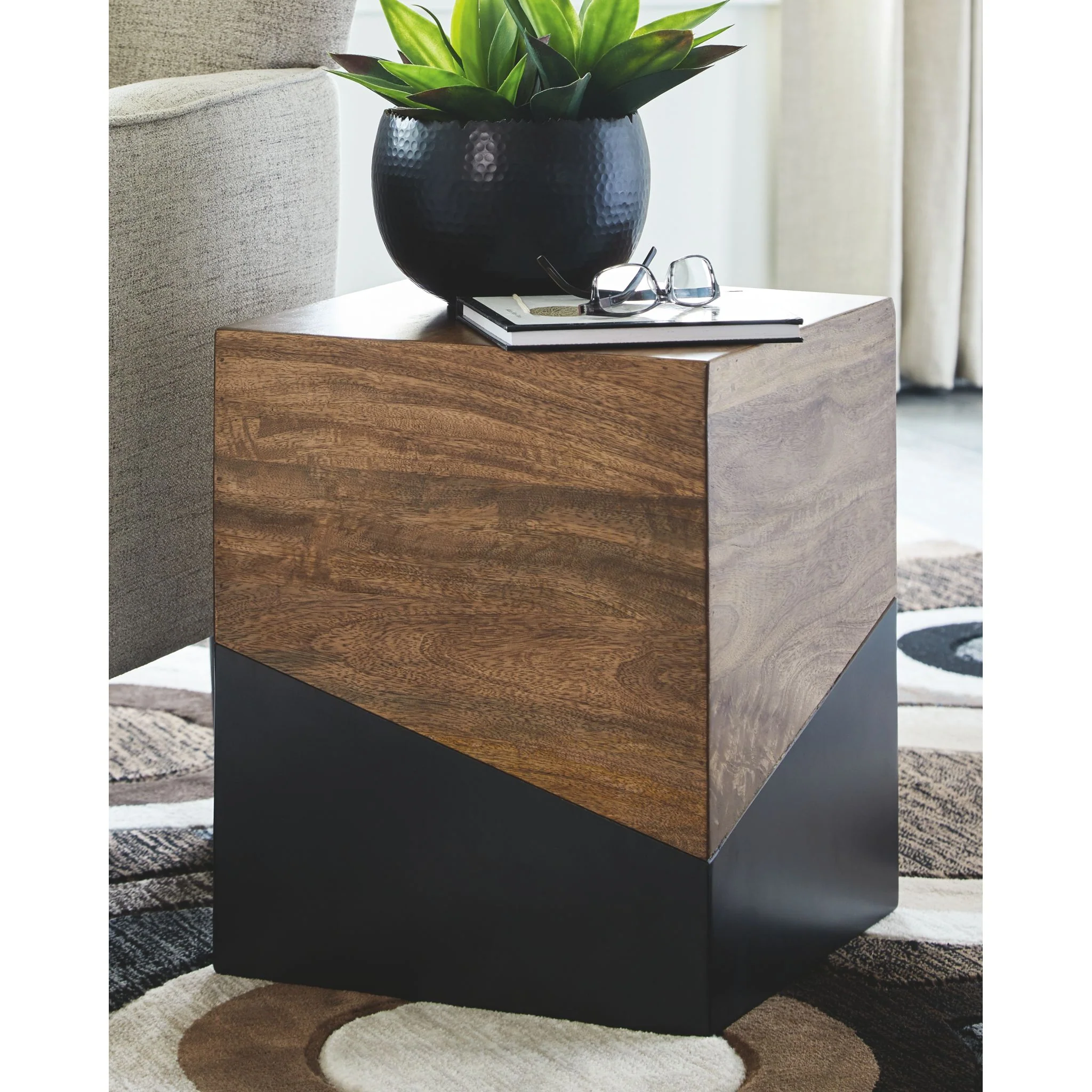 Trailbend Accent Table - Brown/Gunmetal - Image 2
